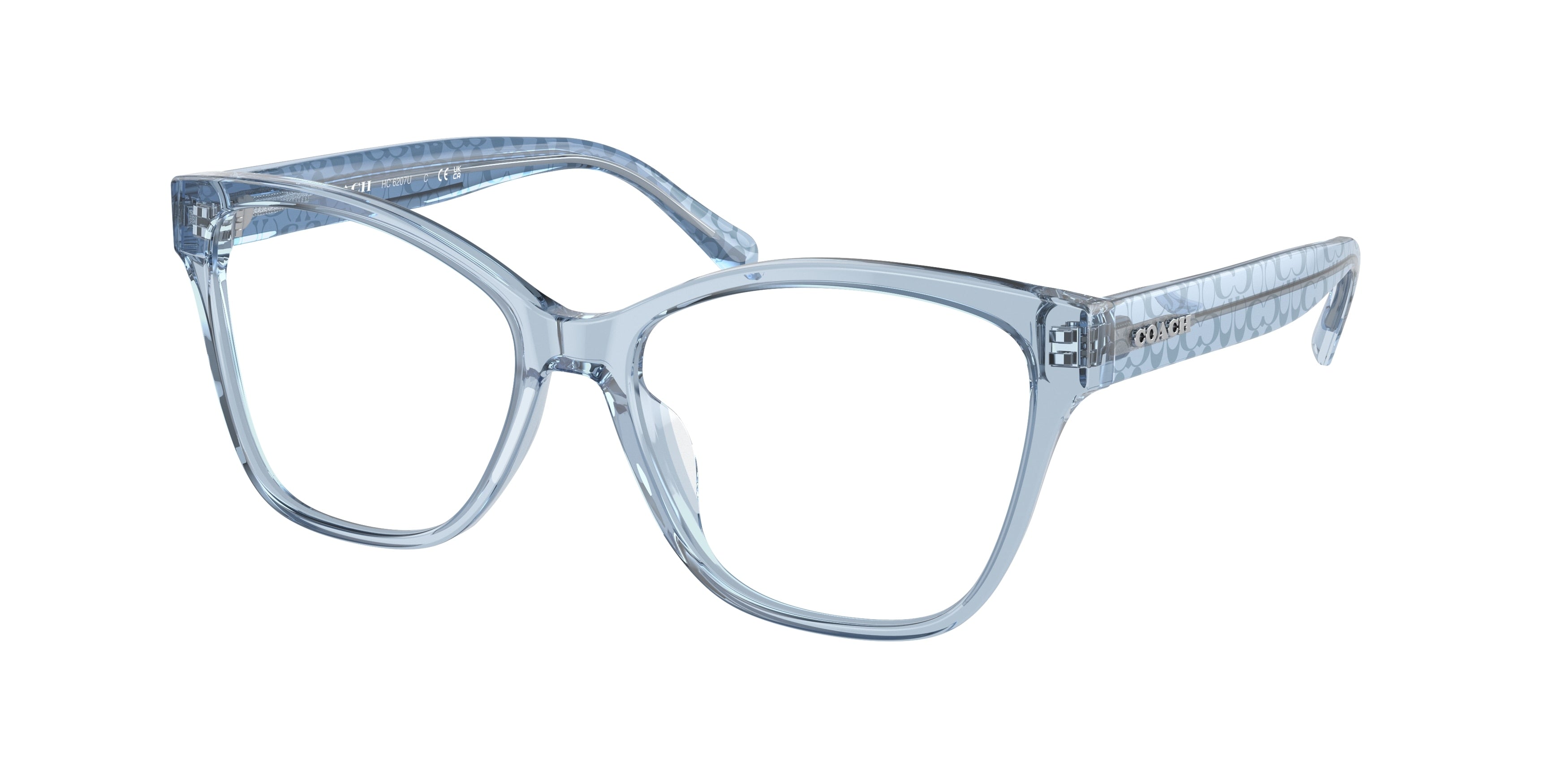 Coach HC6207U Square Eyeglasses  5740-Transparent Blue 54-140-16 - Color Map Blue