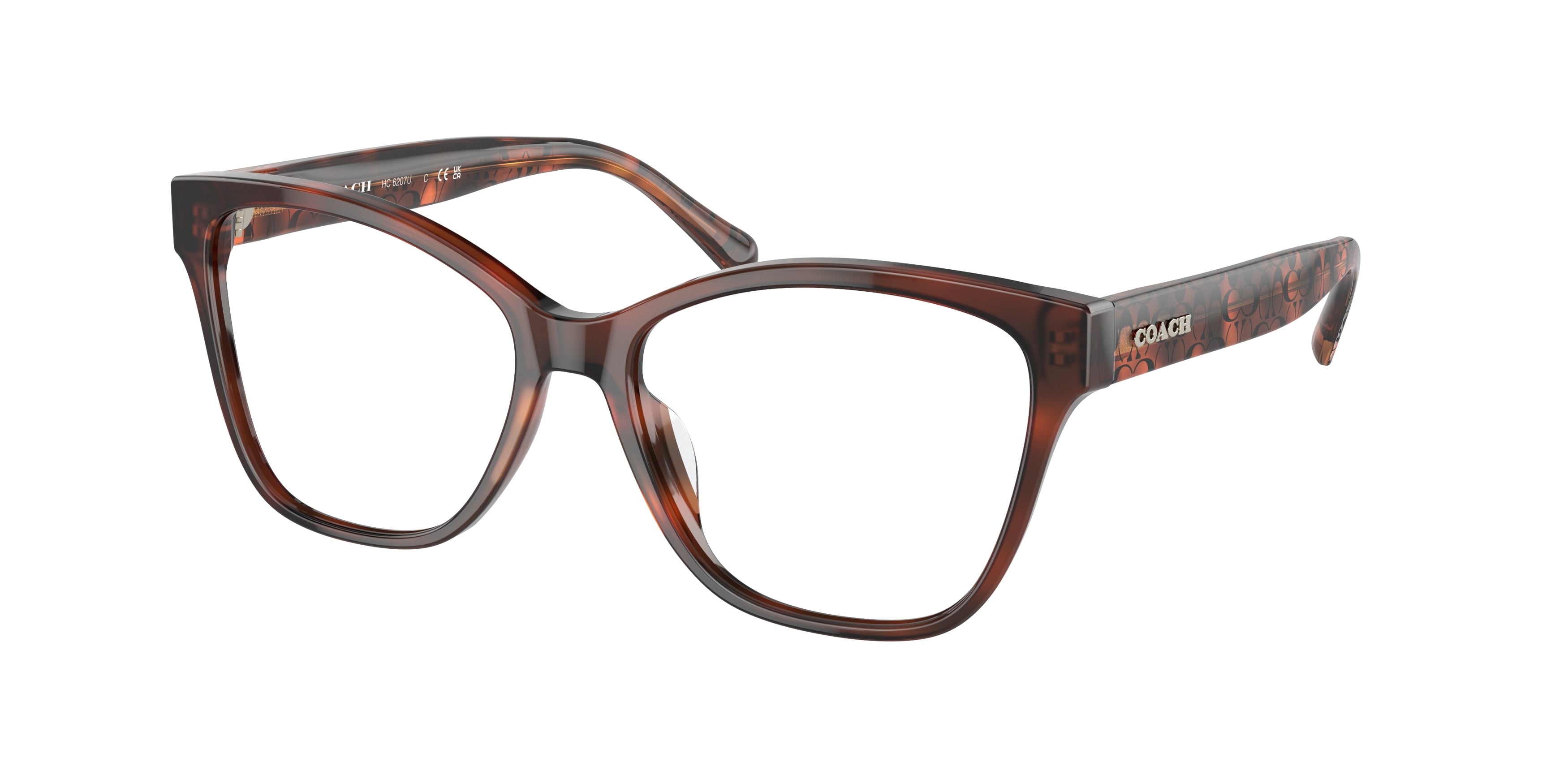 Coach HC6207U Square Eyeglasses  5741-Caramel Tortoise 54-140-16 - Color Map Tortoise