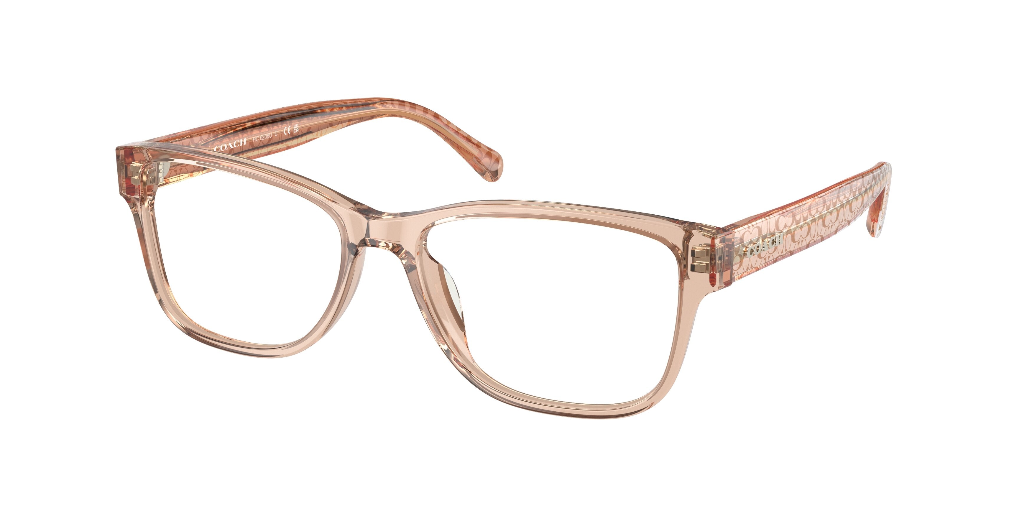 Coach HC6208U Rectangle Eyeglasses  5561-Transparent Brown 54-140-16 - Color Map Brown