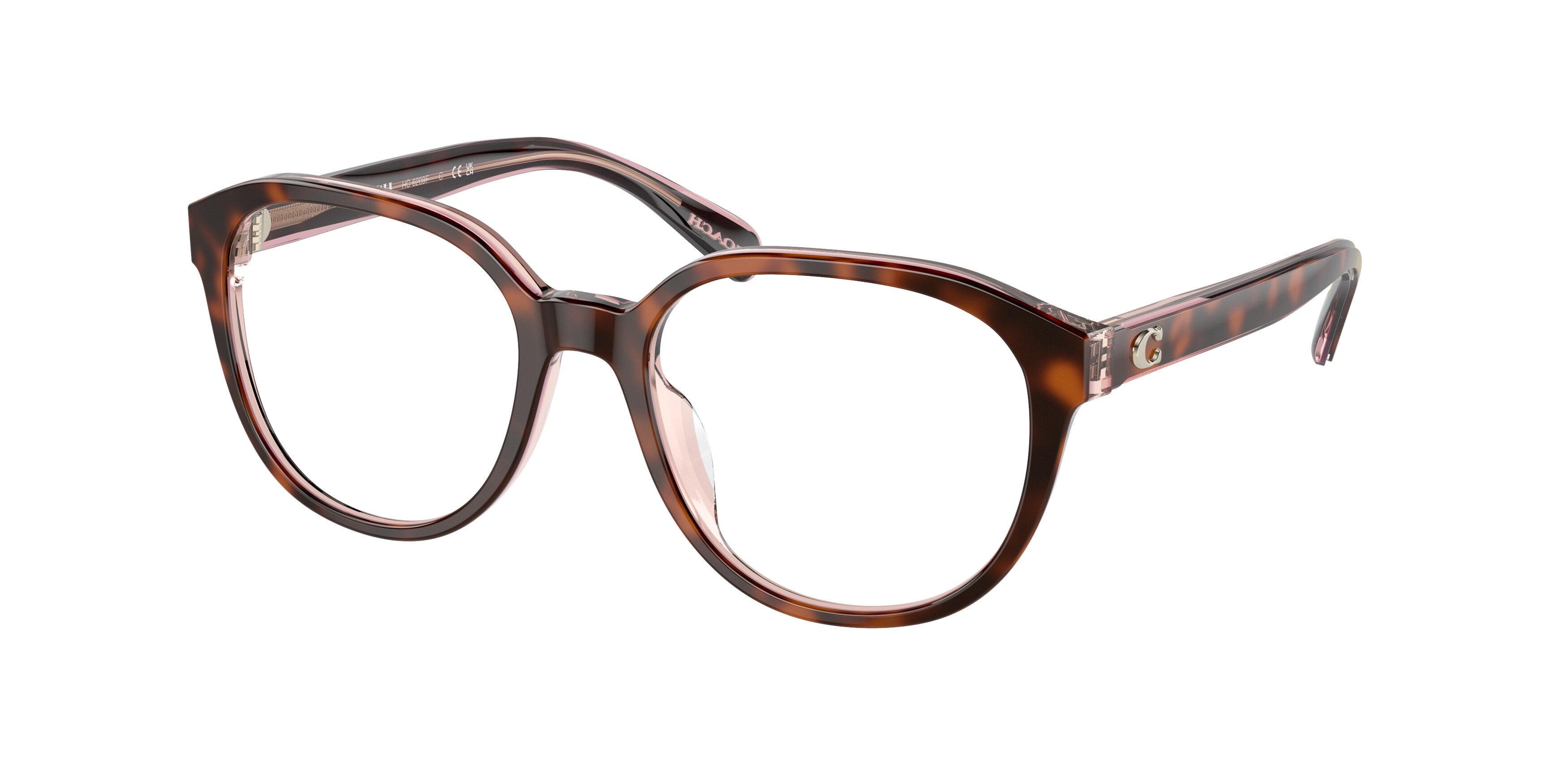 Coach HC6209F Round Eyeglasses  5744-Tortoise/Transparent Pink 54-145-18 - Color Map Tortoise