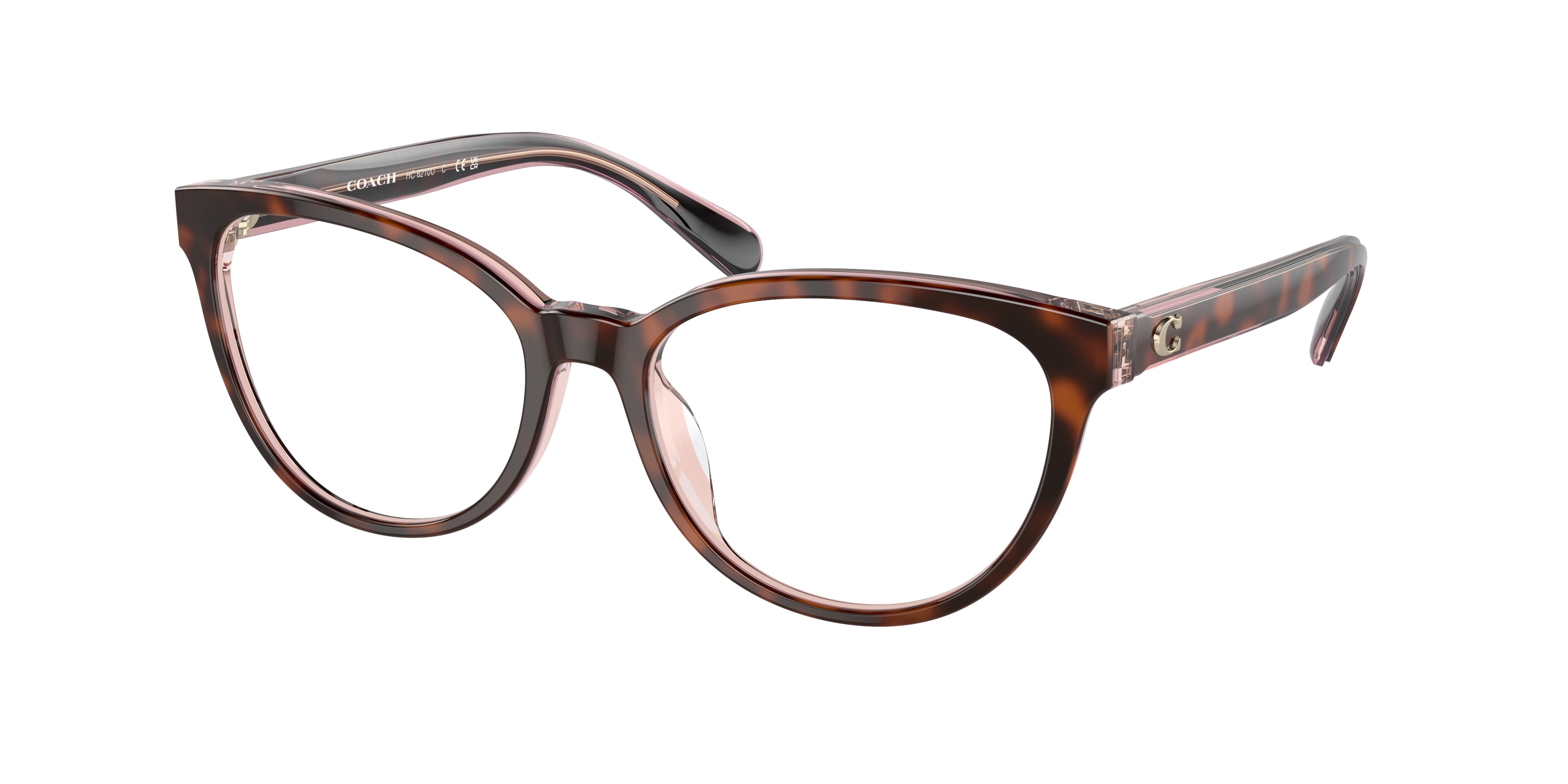 Coach HC6210U Round Eyeglasses  5744-Tortoise/Transparent Pink 55-140-17 - Color Map Tortoise
