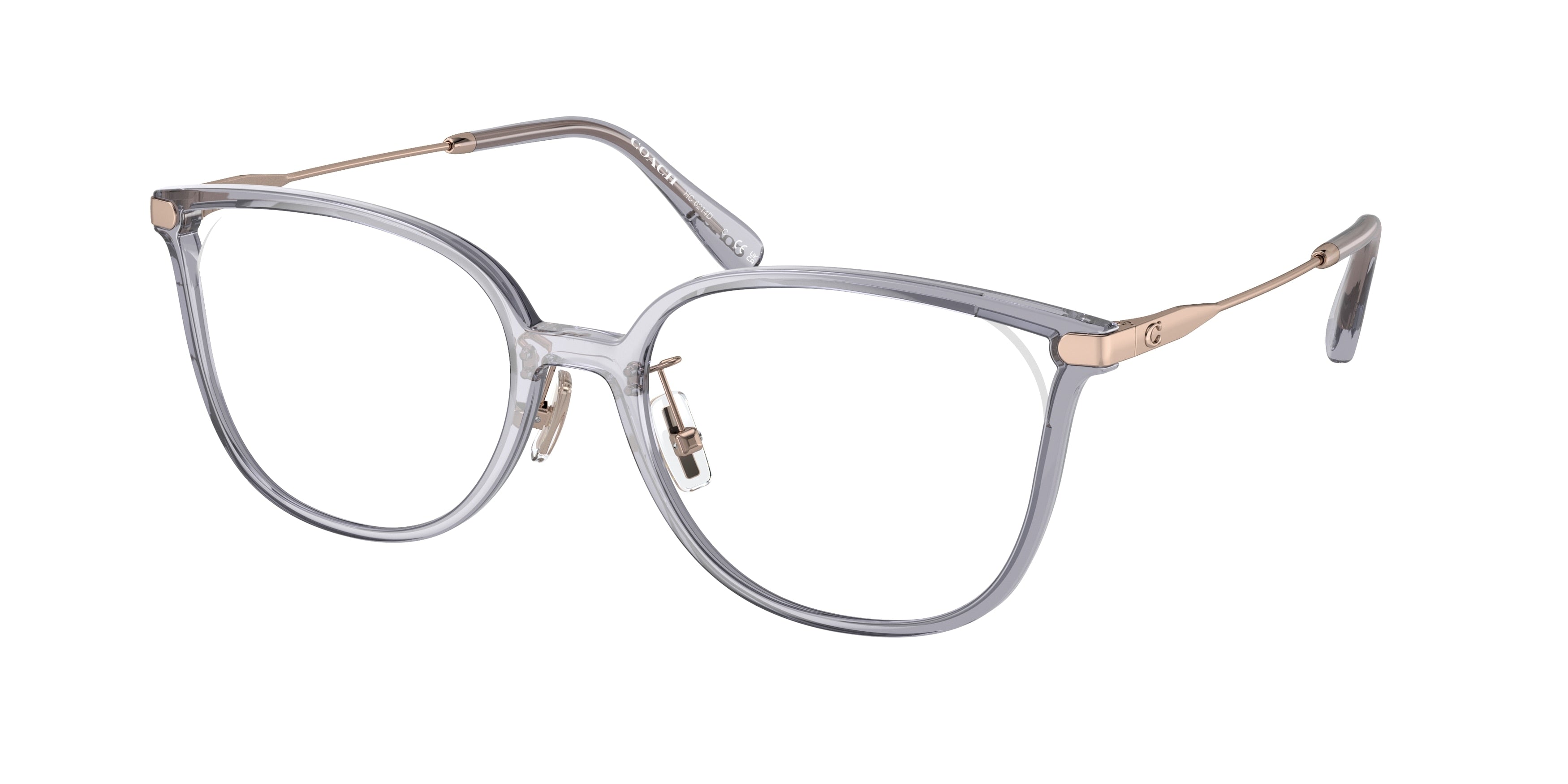 Coach HC6214D Square Eyeglasses  5568-Transparent Purple 55-145-18 - Color Map Violet
