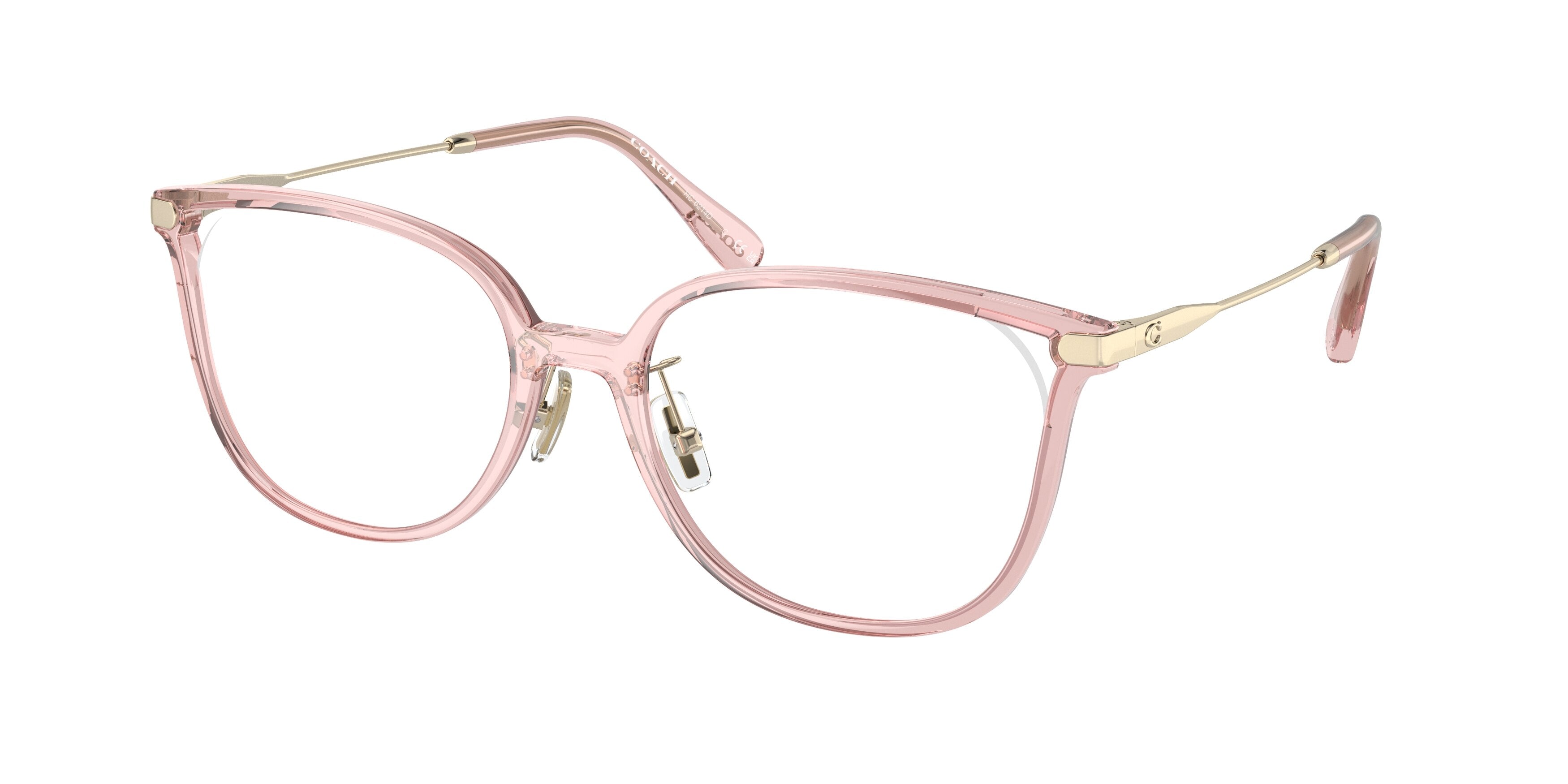 Coach HC6214D Square Eyeglasses  5666-Transparent Pink 55-145-18 - Color Map Pink