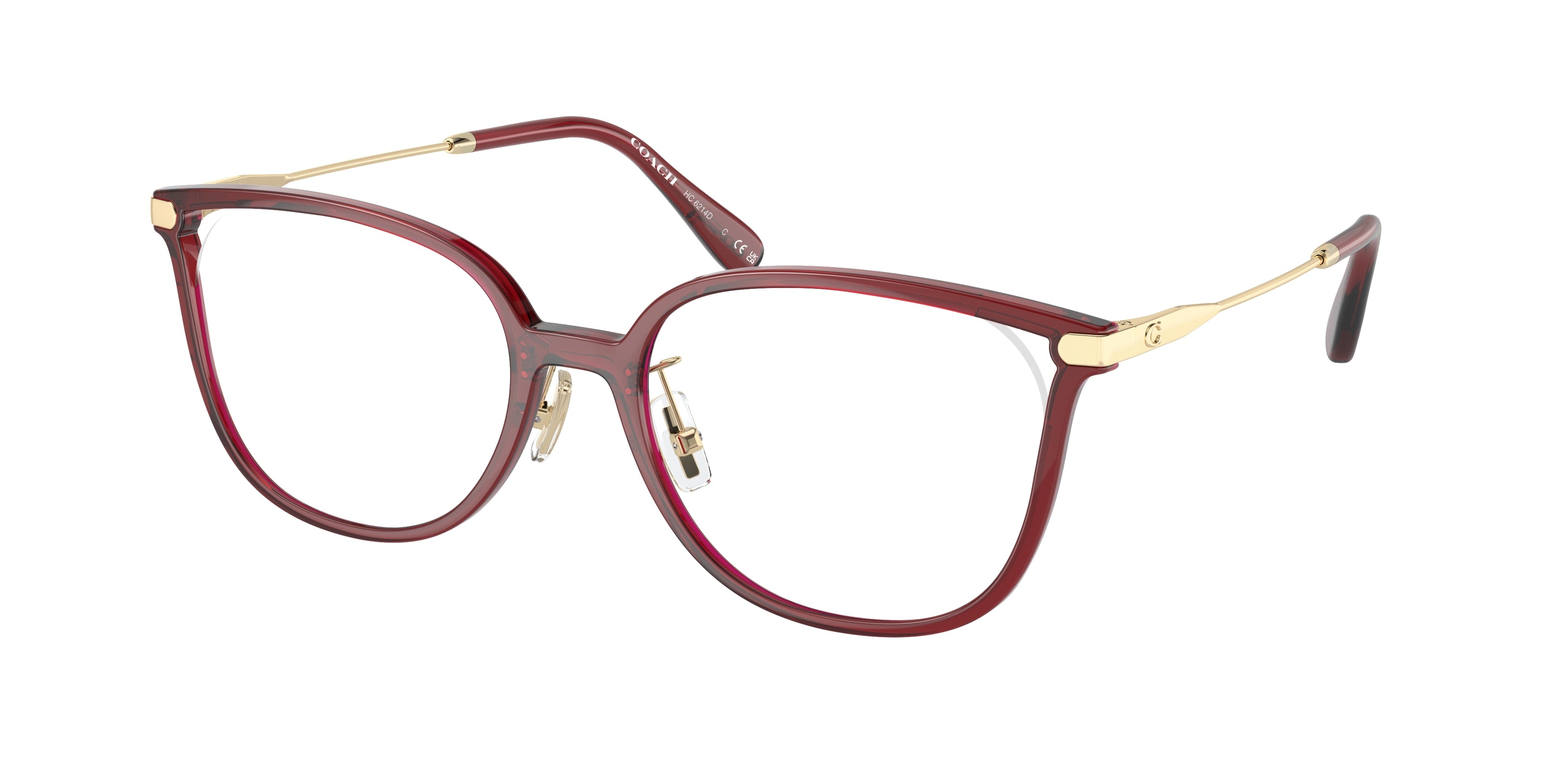 Coach HC6214D Square Eyeglasses  5721-Transparent Burgundy 55-145-18 - Color Map Red