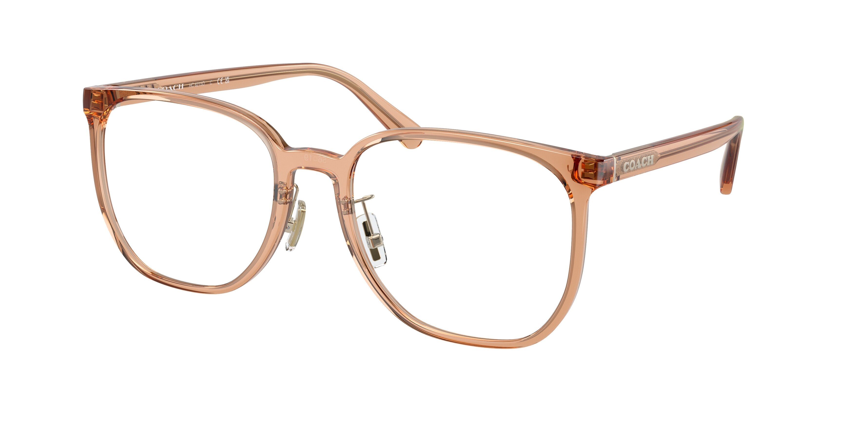 Coach HC6215D Square Eyeglasses  5561-Transparent Brown 56-145-19 - Color Map Brown