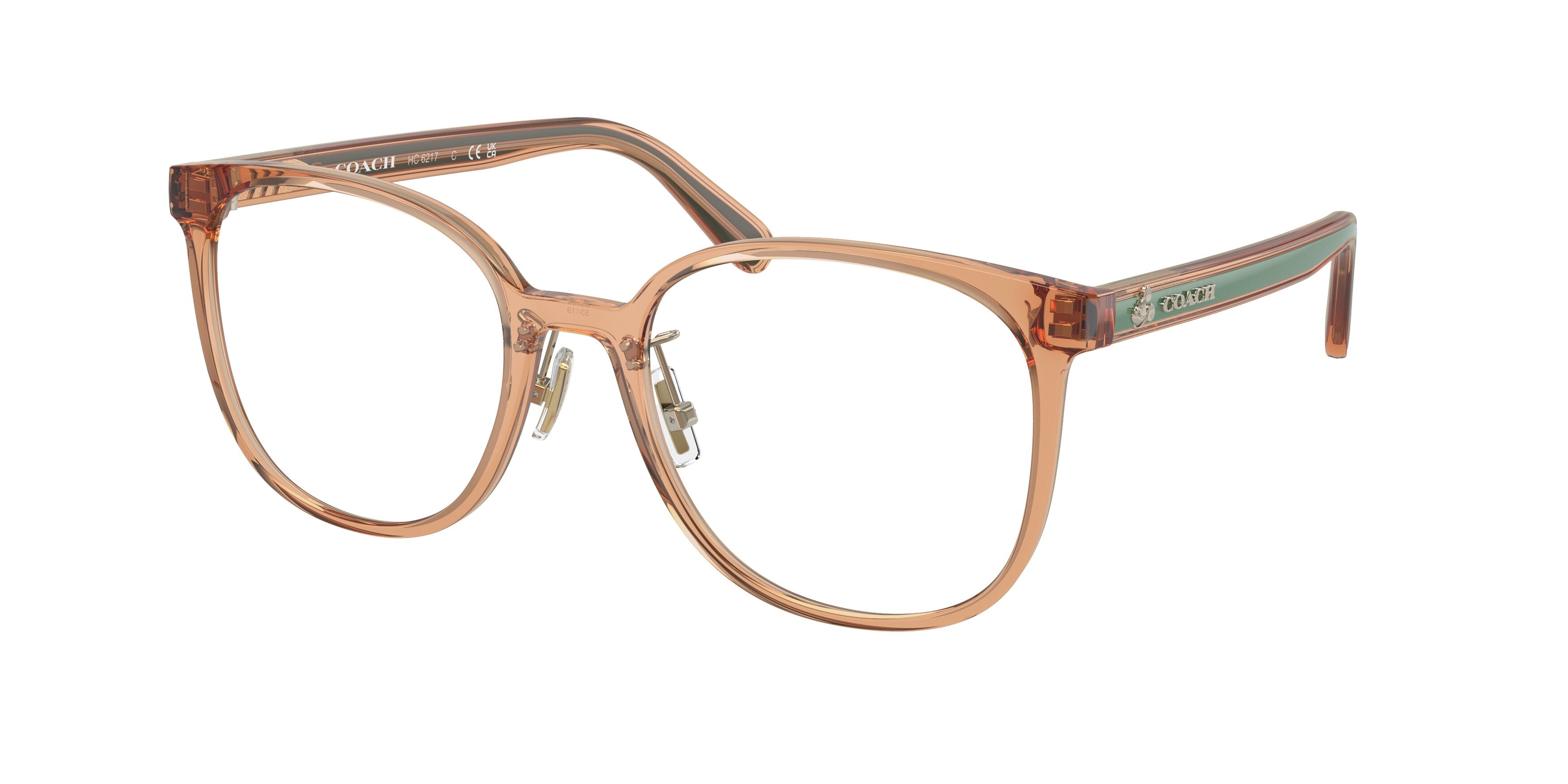 Coach HC6217 Square Eyeglasses  5749-Transparent Saddle 53-145-19 - Color Map Transparent