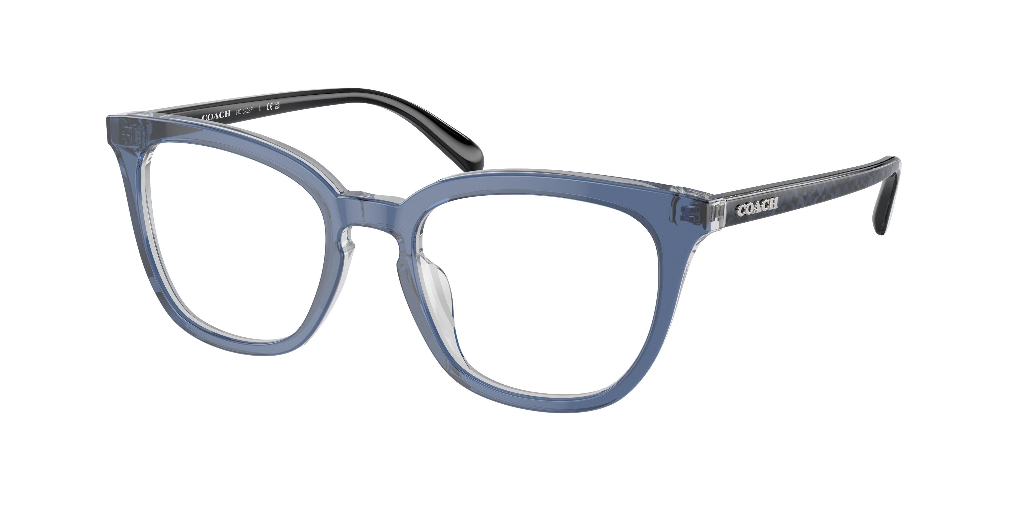 Coach HC6222F Square Eyeglasses  5787-Transparent Blue 53-145-18 - Color Map Blue