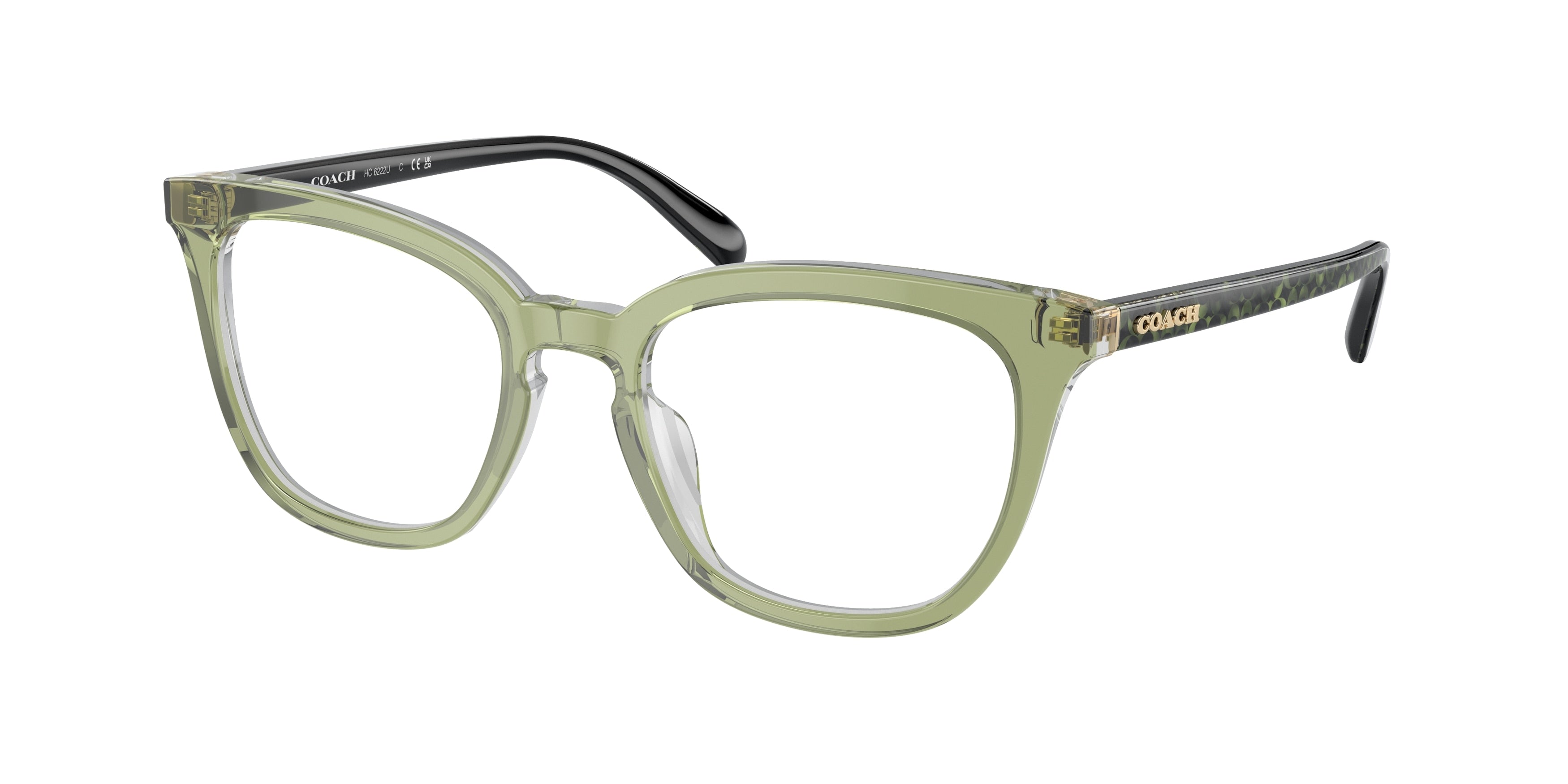 Coach HC6222U Square Eyeglasses  5786-Transparent Green Hopper 51-145-19 - Color Map Green