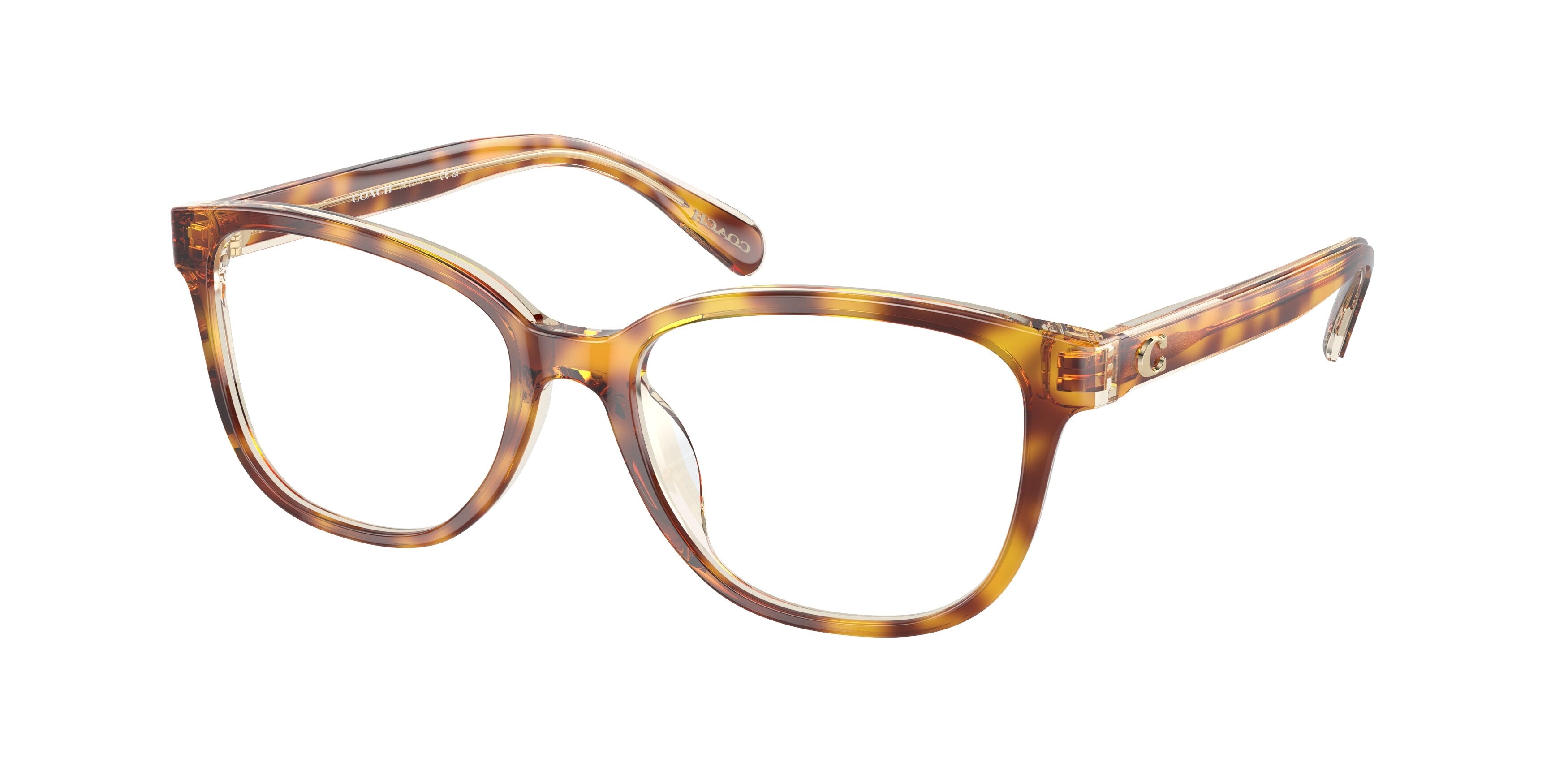 Coach HC6224U Square Eyeglasses  5756-Dark Tortoise/Canary 53-145-17 - Color Map Brown