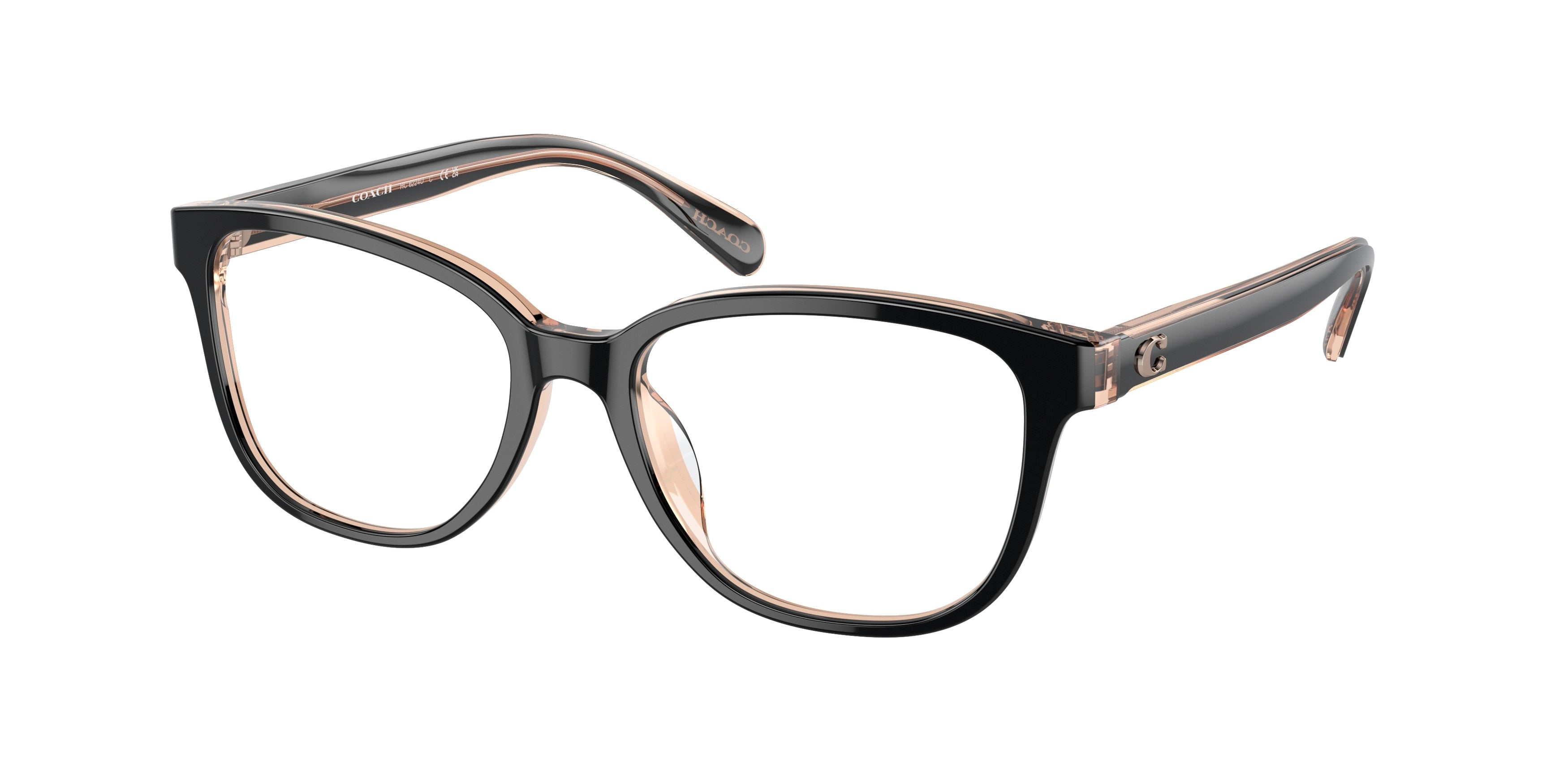 Coach HC6224U Square Eyeglasses  5781-Black/Transparent Blush 53-145-17 - Color Map Black