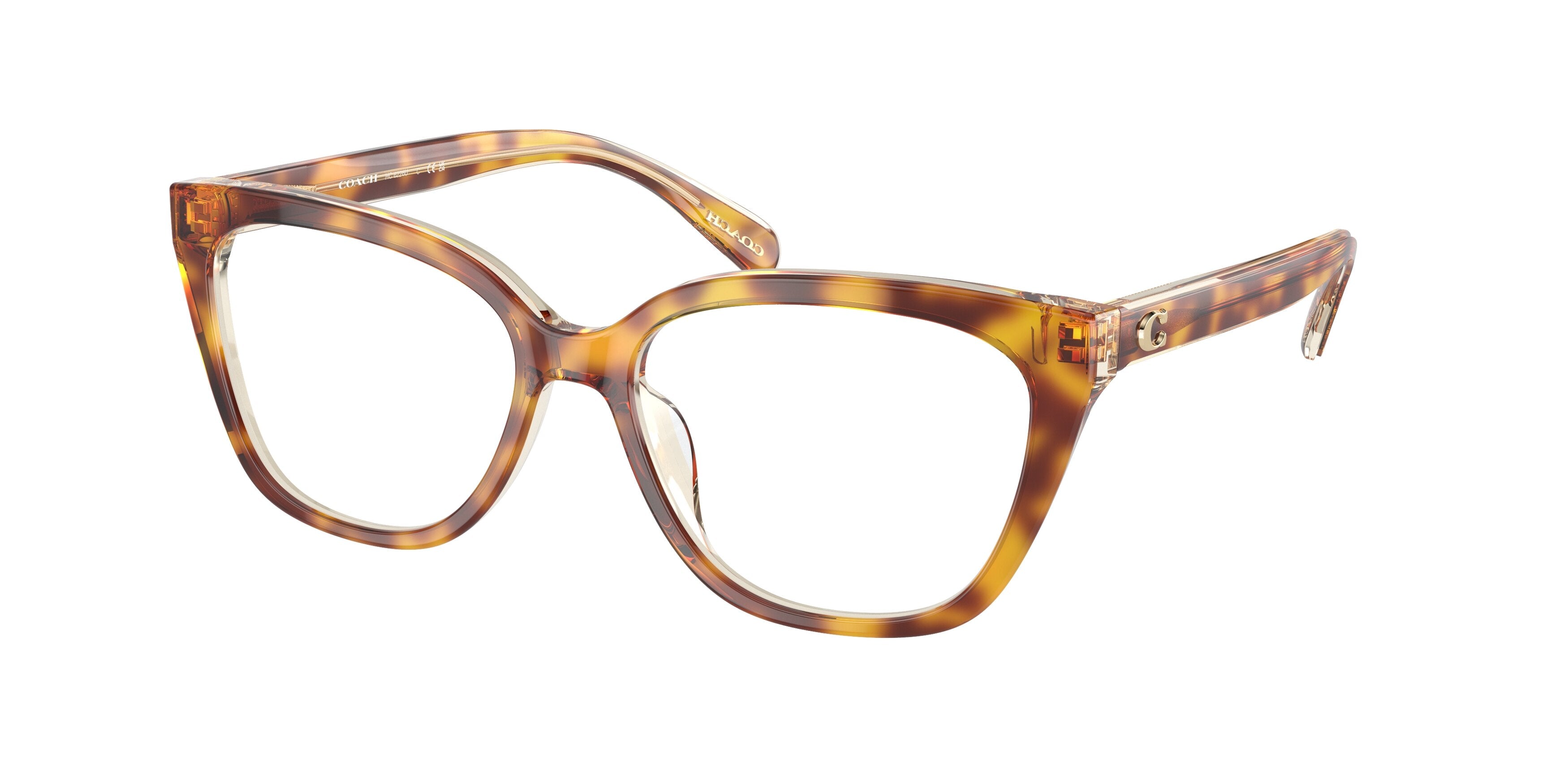 Coach HC6226U Square Eyeglasses  5756-Dark Tortoise/Canary 54-145-16 - Color Map Brown