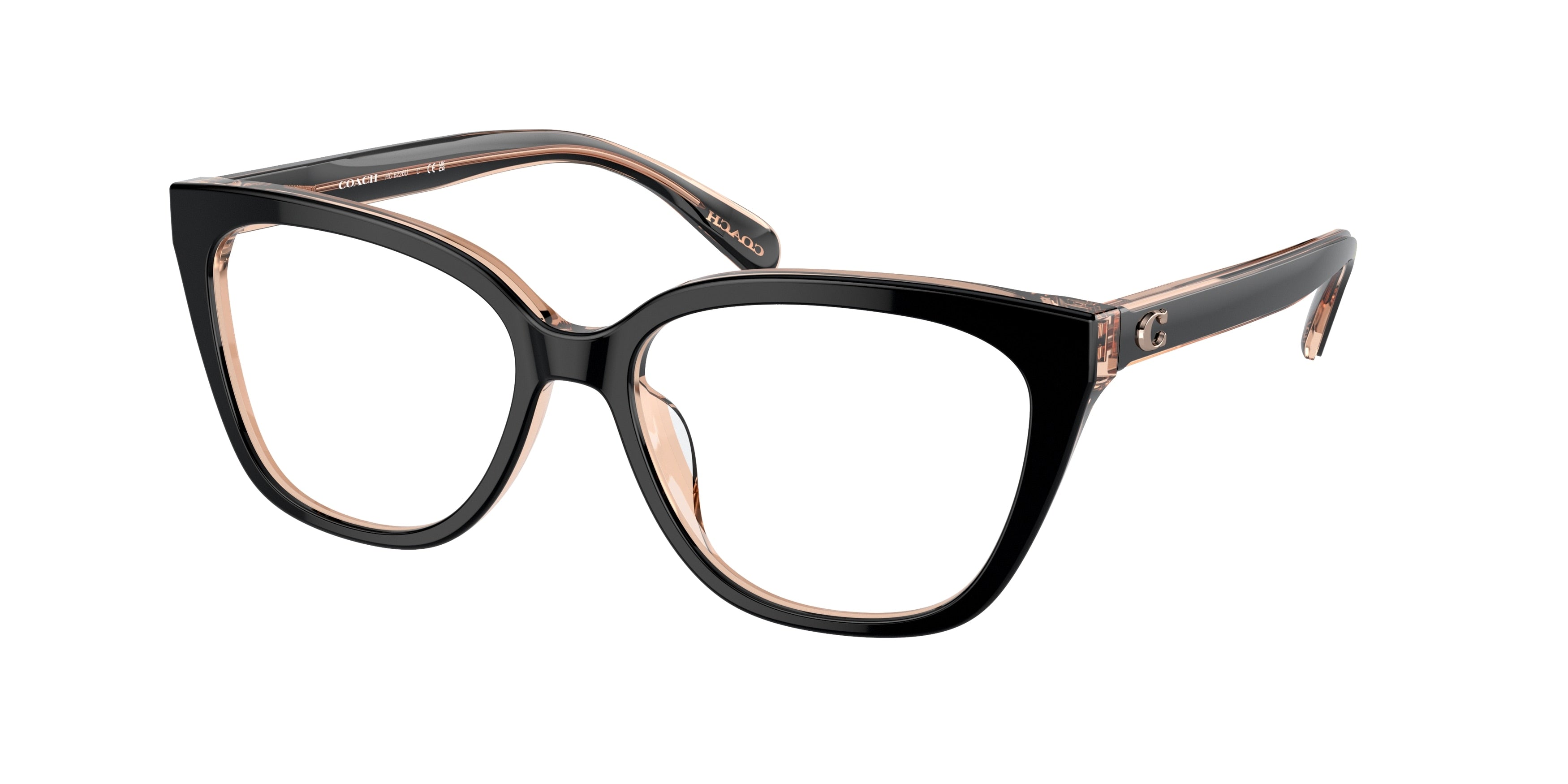 Coach HC6226U Square Eyeglasses  5781-Black/Transparent Blush 54-145-16 - Color Map Black