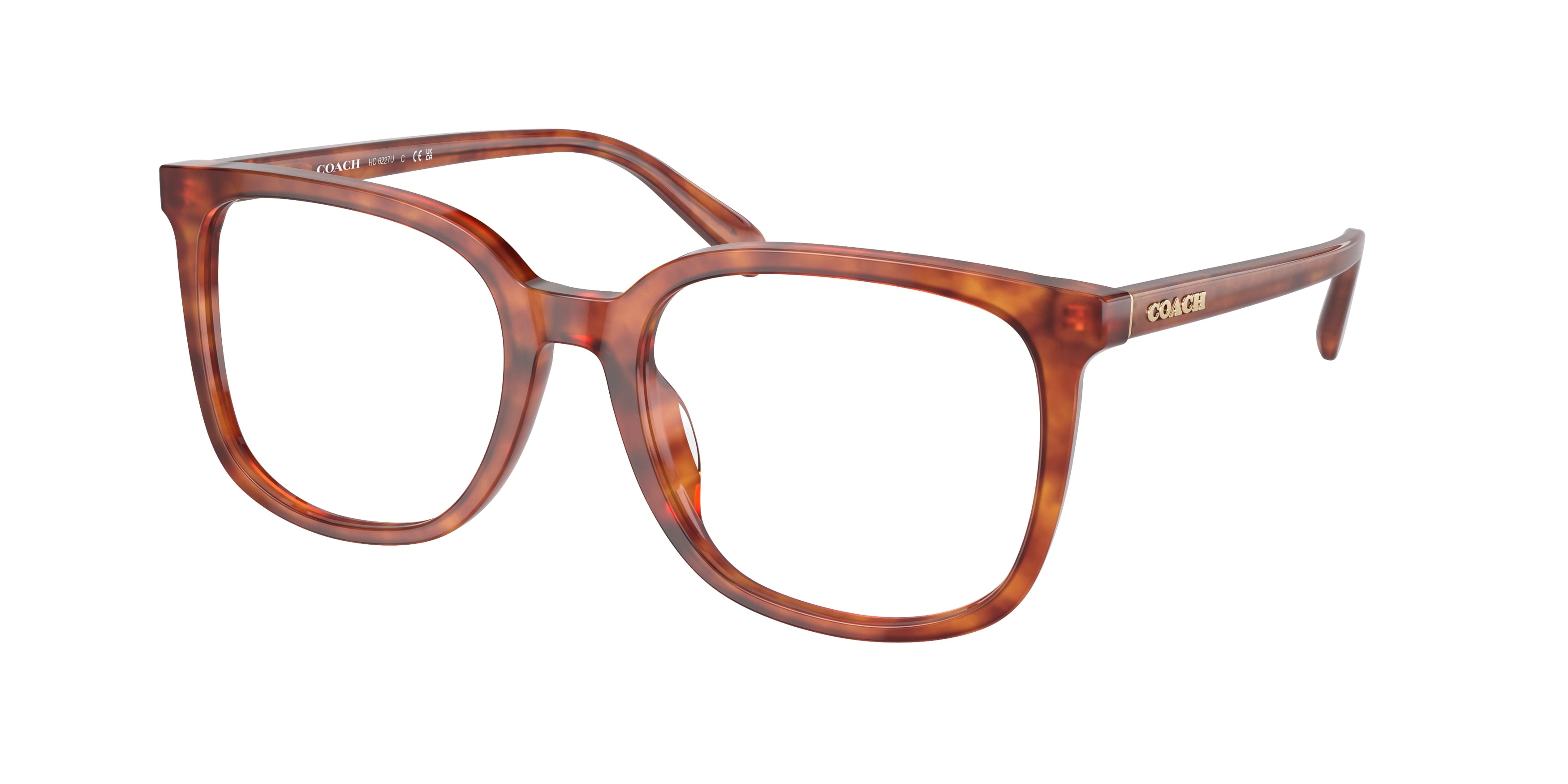 Coach HC6227U Square Eyeglasses  5774-Caramel Tortoise 54-145-19 - Color Map Tortoise