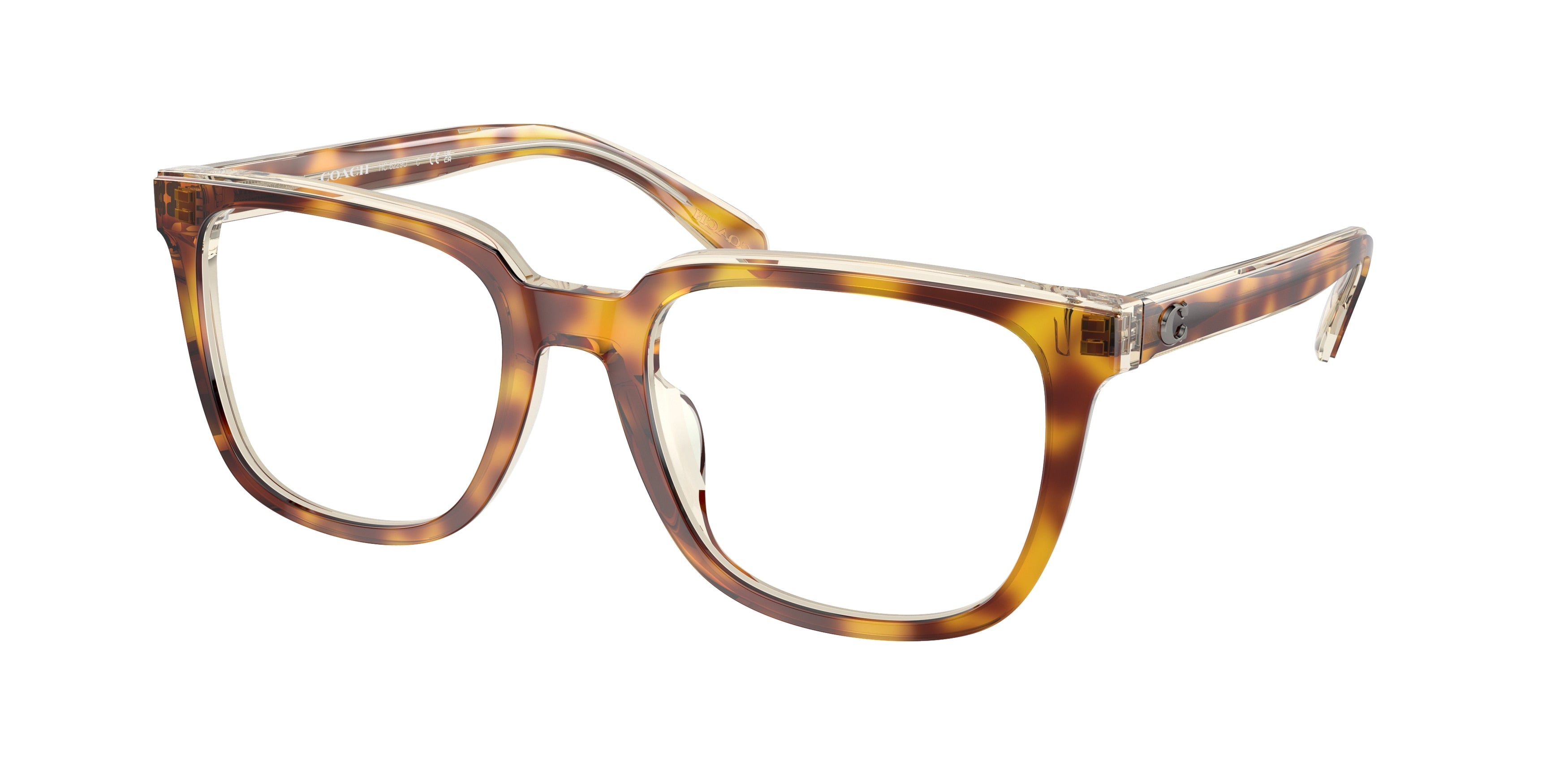 Coach HC6229U Square Eyeglasses  5756-Dark Tortoise/Canary 54-145-20 - Color Map Brown