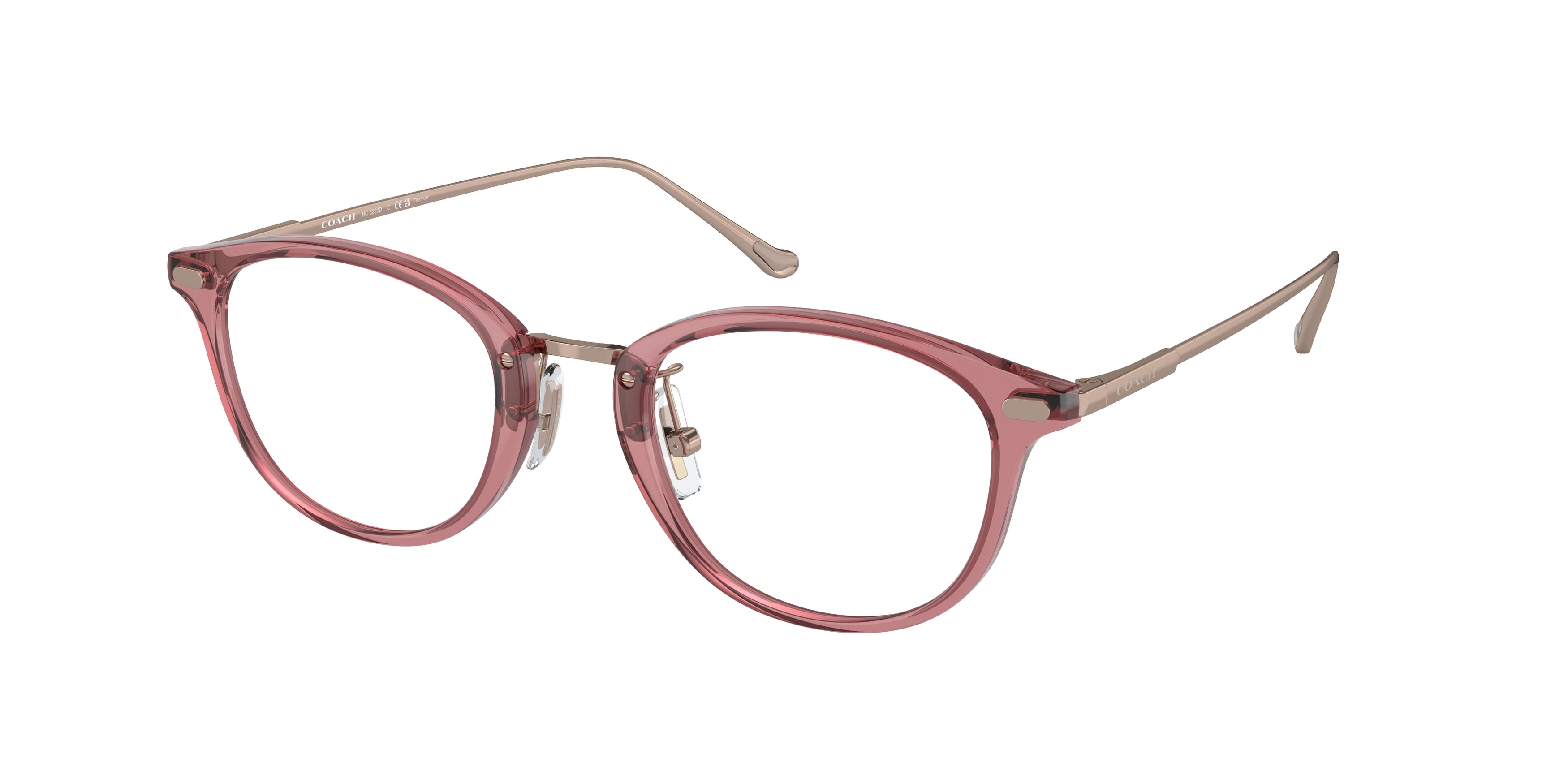 Coach HC6230D Round Eyeglasses  5800-Transparent Berry 48-145-21 - Color Map Red