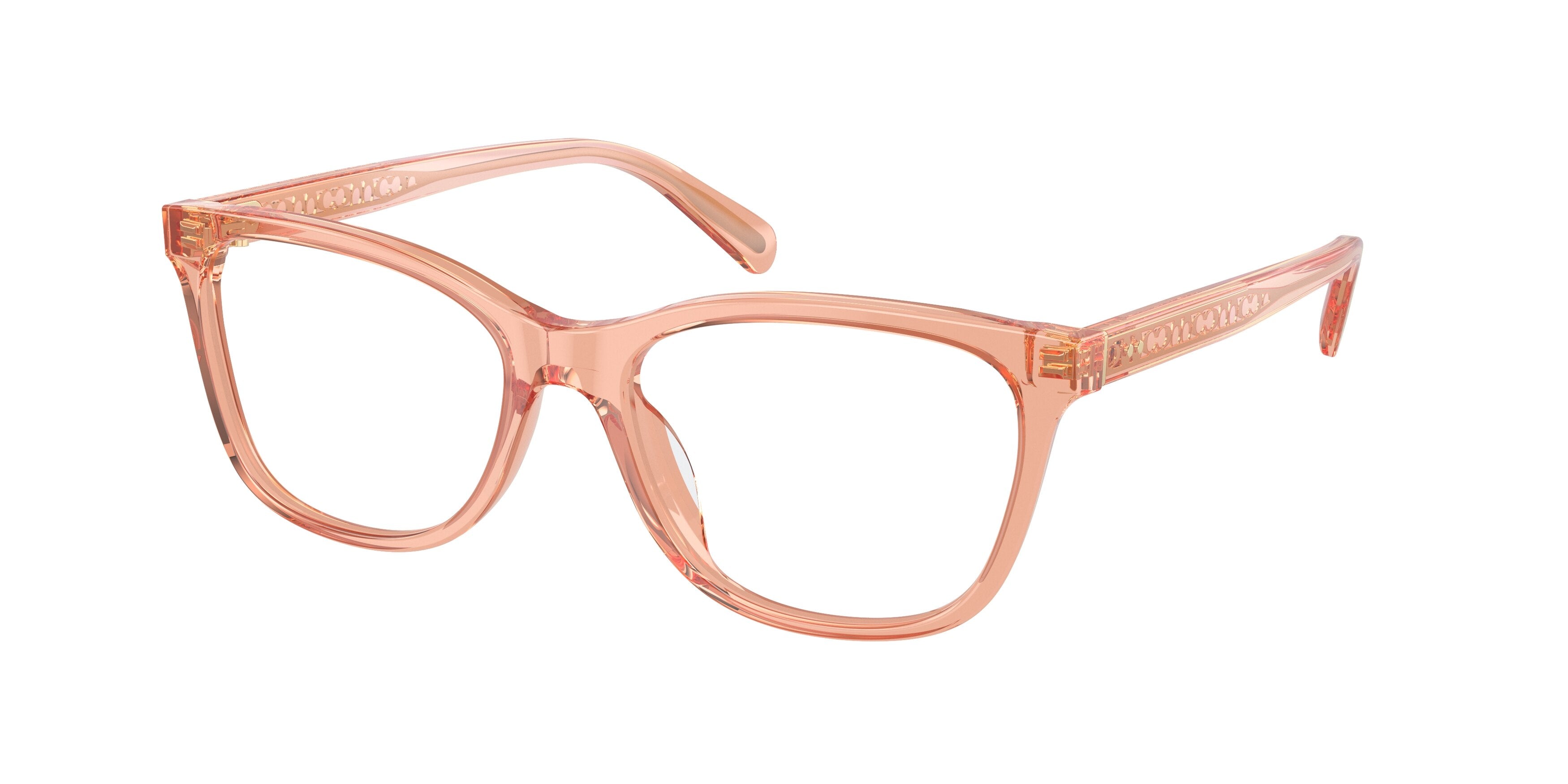 Coach HC6235F Square Eyeglasses  5822-Transparent Saddle 55-145-17 - Color Map Transparent