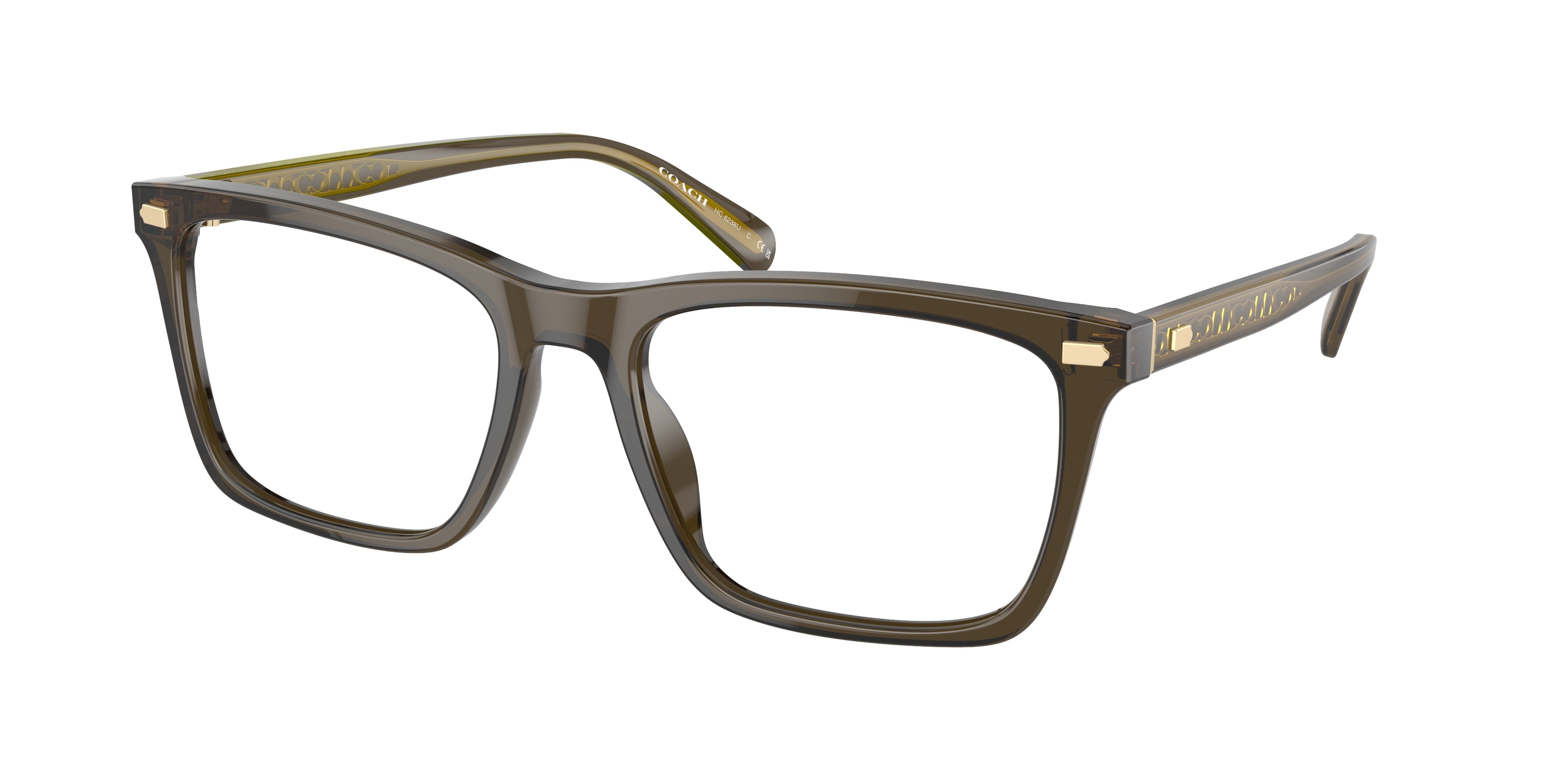 Coach HC6238U Square Eyeglasses  5818-Transparent Olive 57-150-19 - Color Map Green