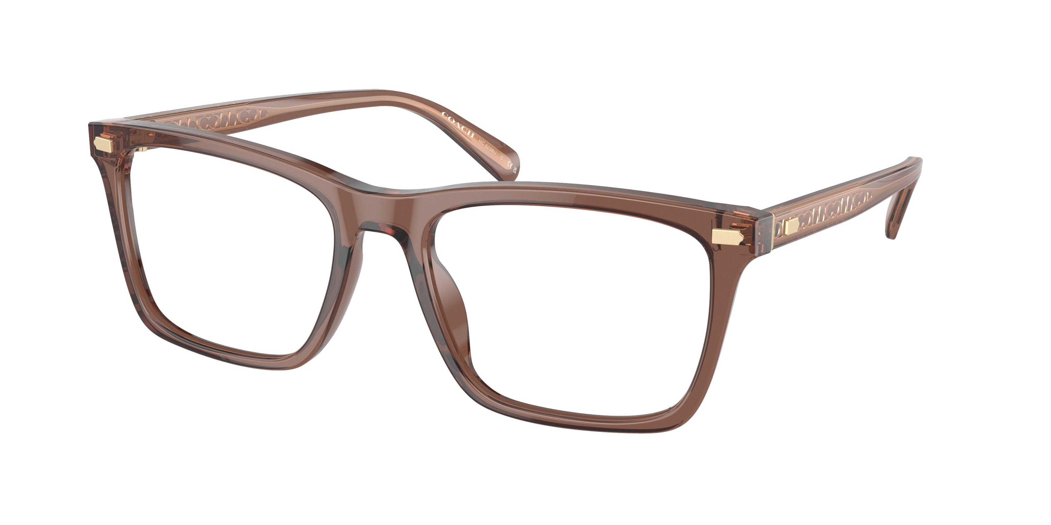 Coach HC6238U Square Eyeglasses  5819-Transparent Pecan 57-150-19 - Color Map Brown