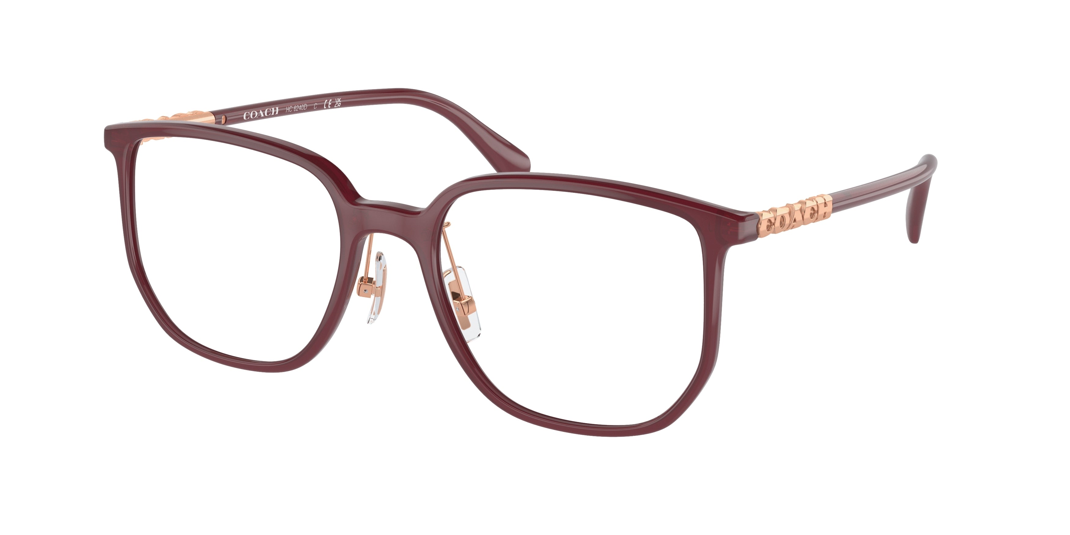 Coach HC6240D Square Eyeglasses  5479-Milky Burgundy 54-150-19 - Color Map Red