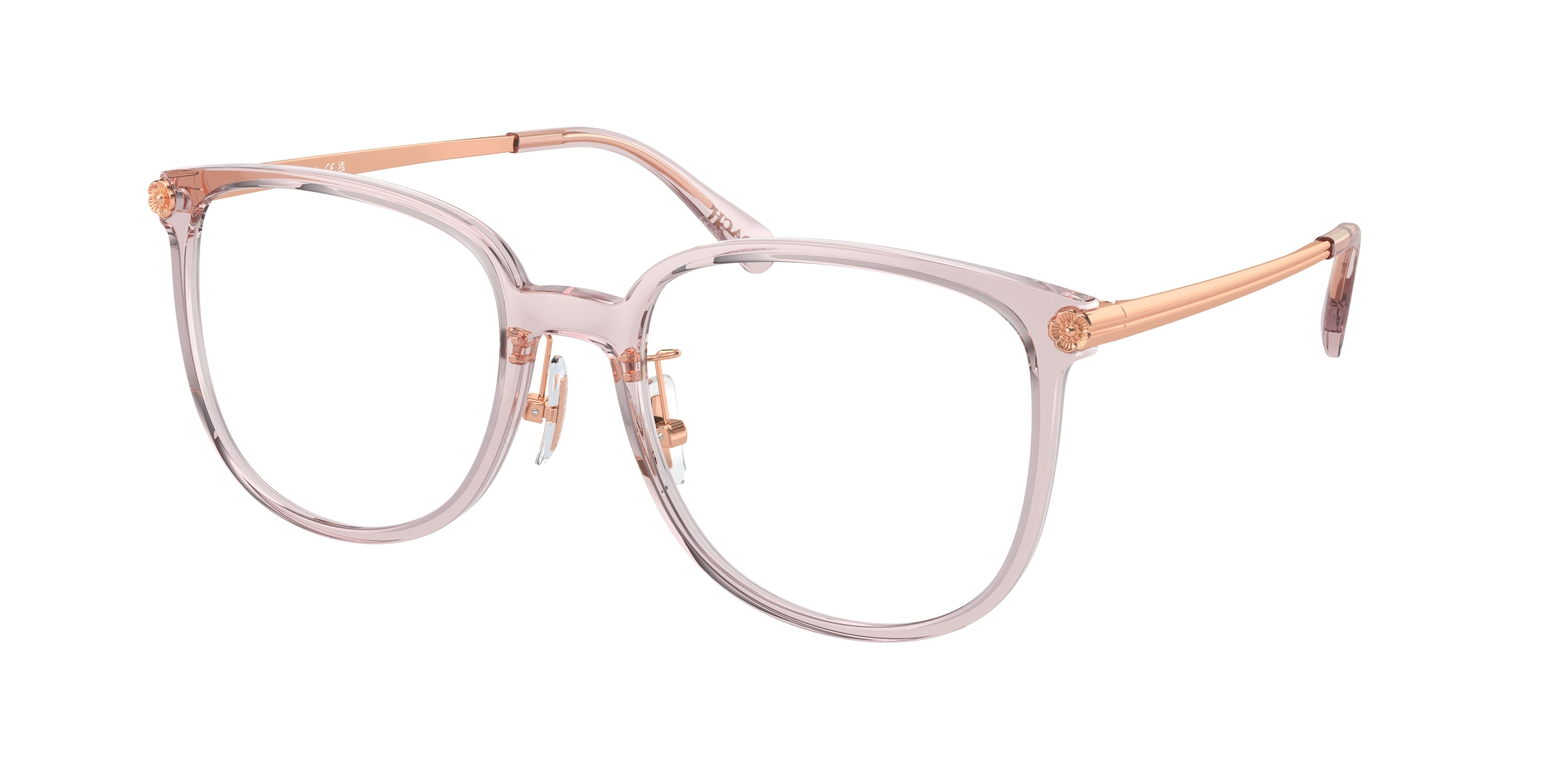 Coach HC6241D Square Eyeglasses  5705-Transparent Dusty Rose 54-150-19 - Color Map Pink