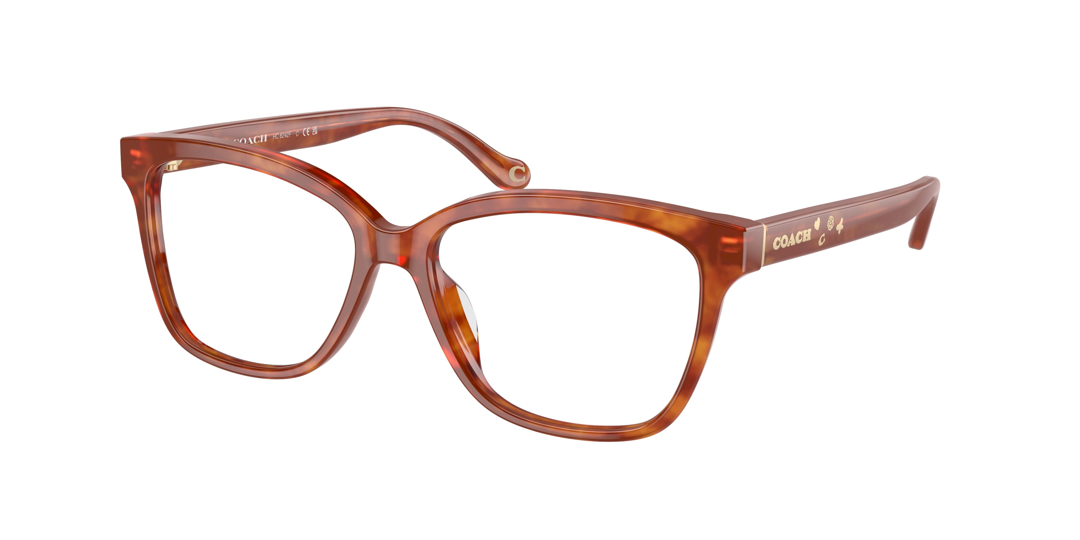 Coach HC6242F Square Eyeglasses  5774-Caramel Tortoise 56-145-15 - Color Map Tortoise