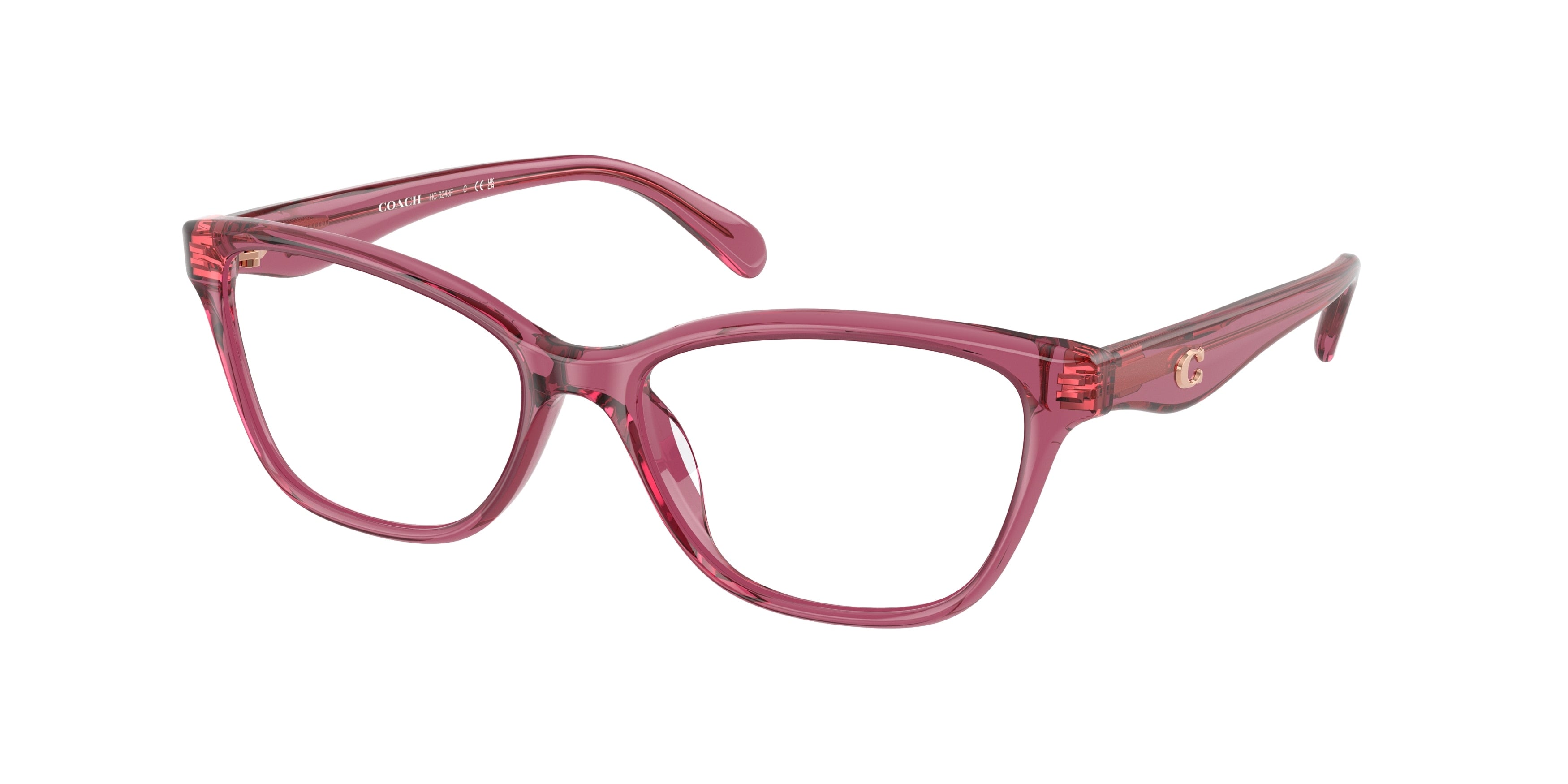 Coach HC6243F Pillow Eyeglasses  5824-Transparent Burgundy 57-145-15 - Color Map Red