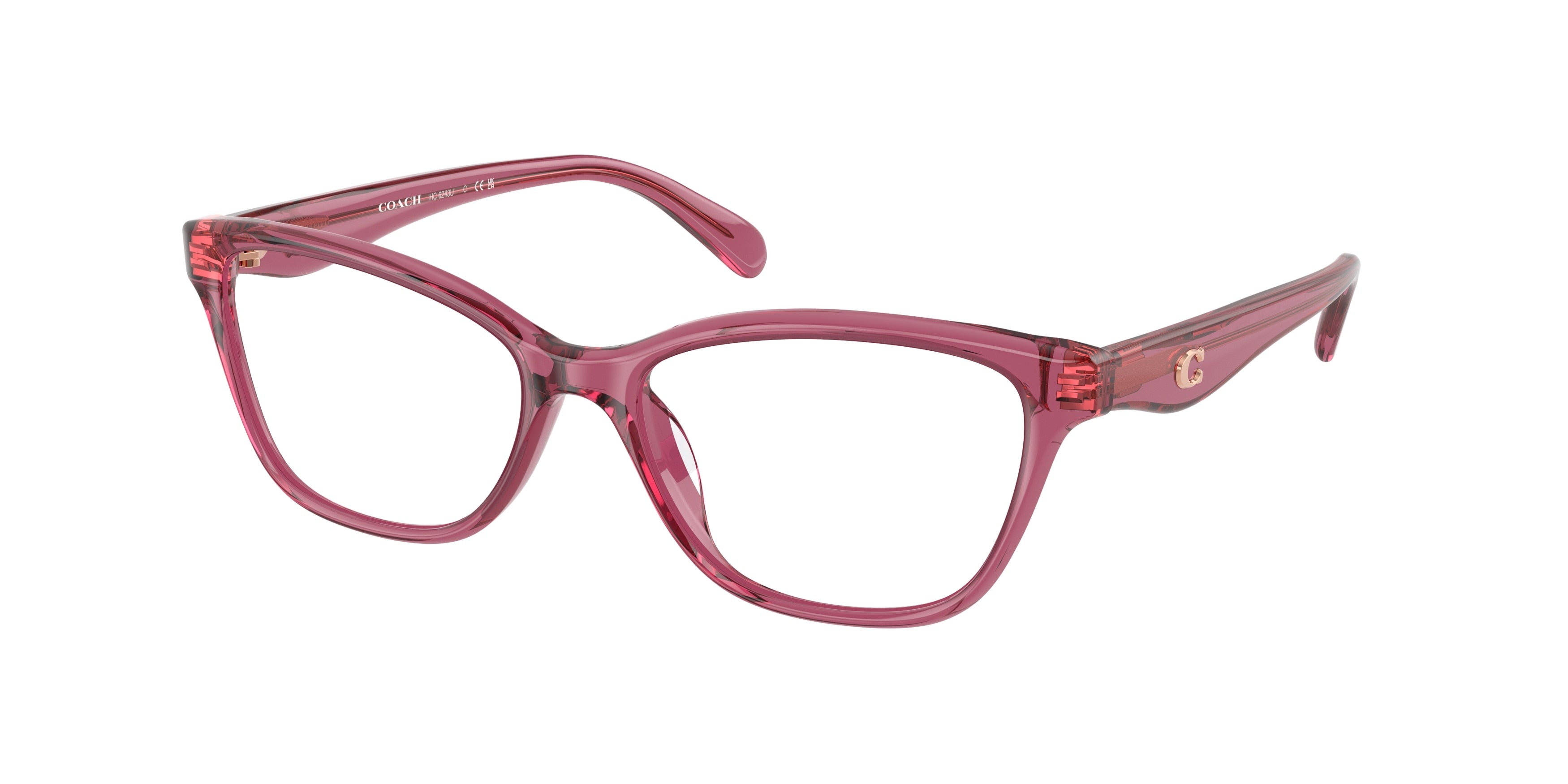 Coach HC6243U Pillow Eyeglasses  5824-Transparent Burgundy 53-140-16 - Color Map Red