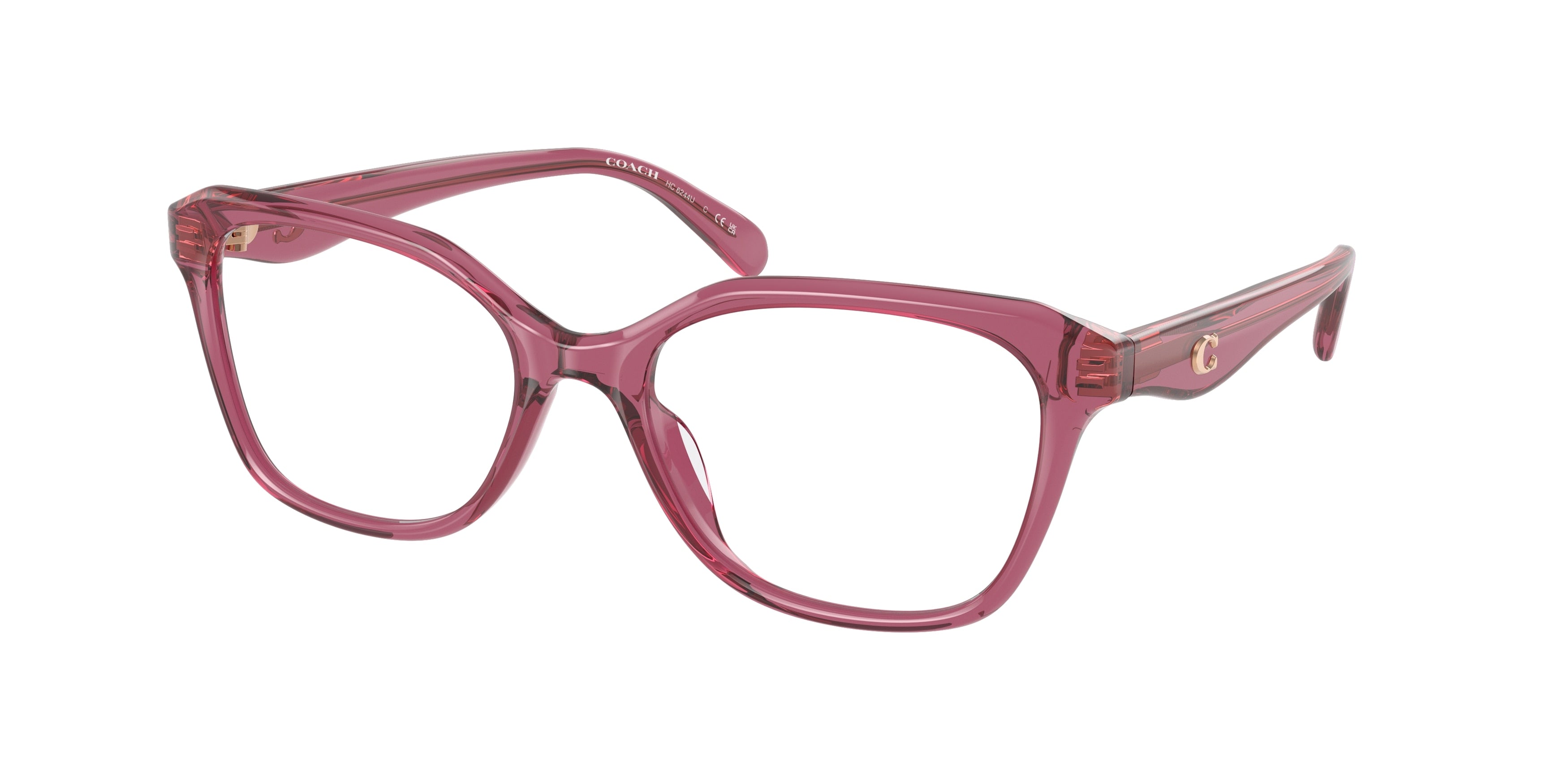 Coach CY043 HC6244U Pillow Eyeglasses  5824-Transparent Burgundy 54-140-18 - Color Map Red