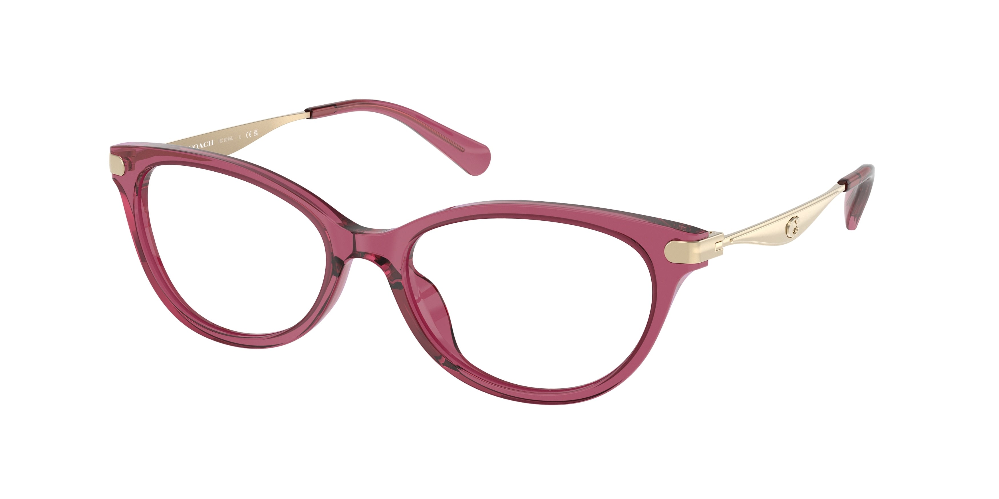 Coach HC6245U Pillow Eyeglasses  5824-Transparent Burgundy 53-140-17 - Color Map Red