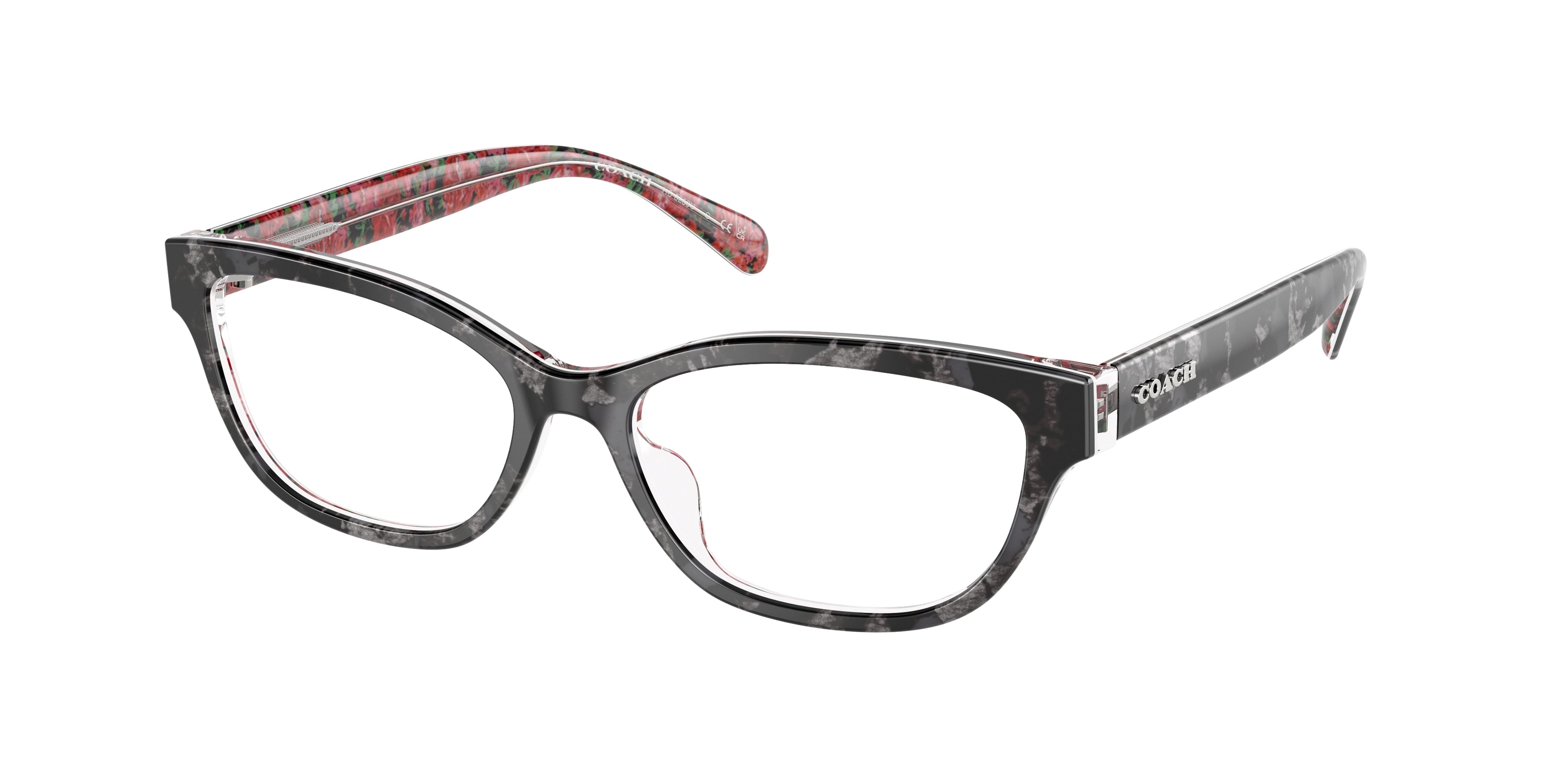 Coach HC6250U Pillow Eyeglasses  5856-Black Tortoise/Pink Floral 54-140-16 - Color Map Black