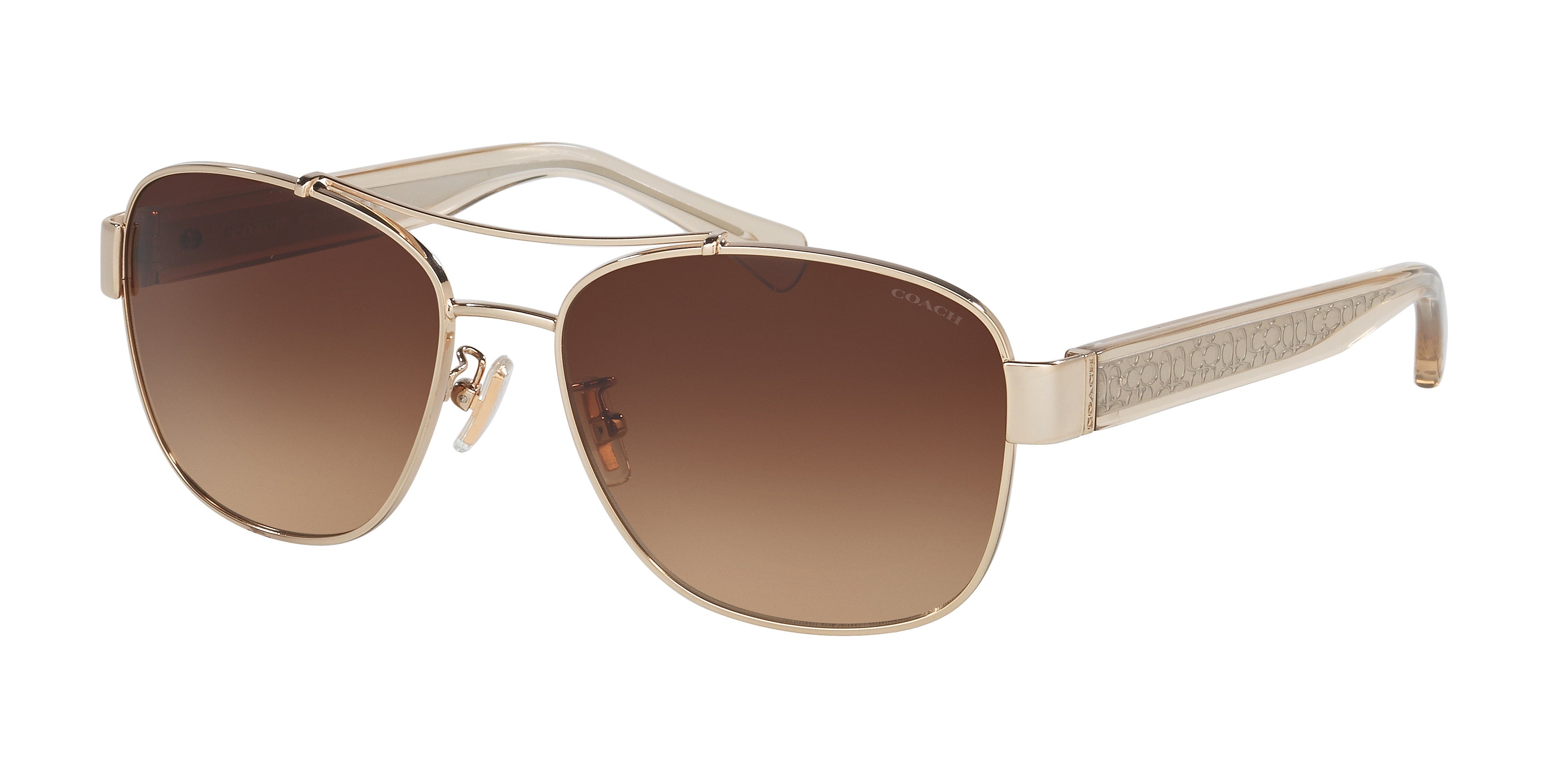 Coach L151 HC7064 Pilot Sunglasses  926513-Light Gold 56-135-16 - Color Map Gold