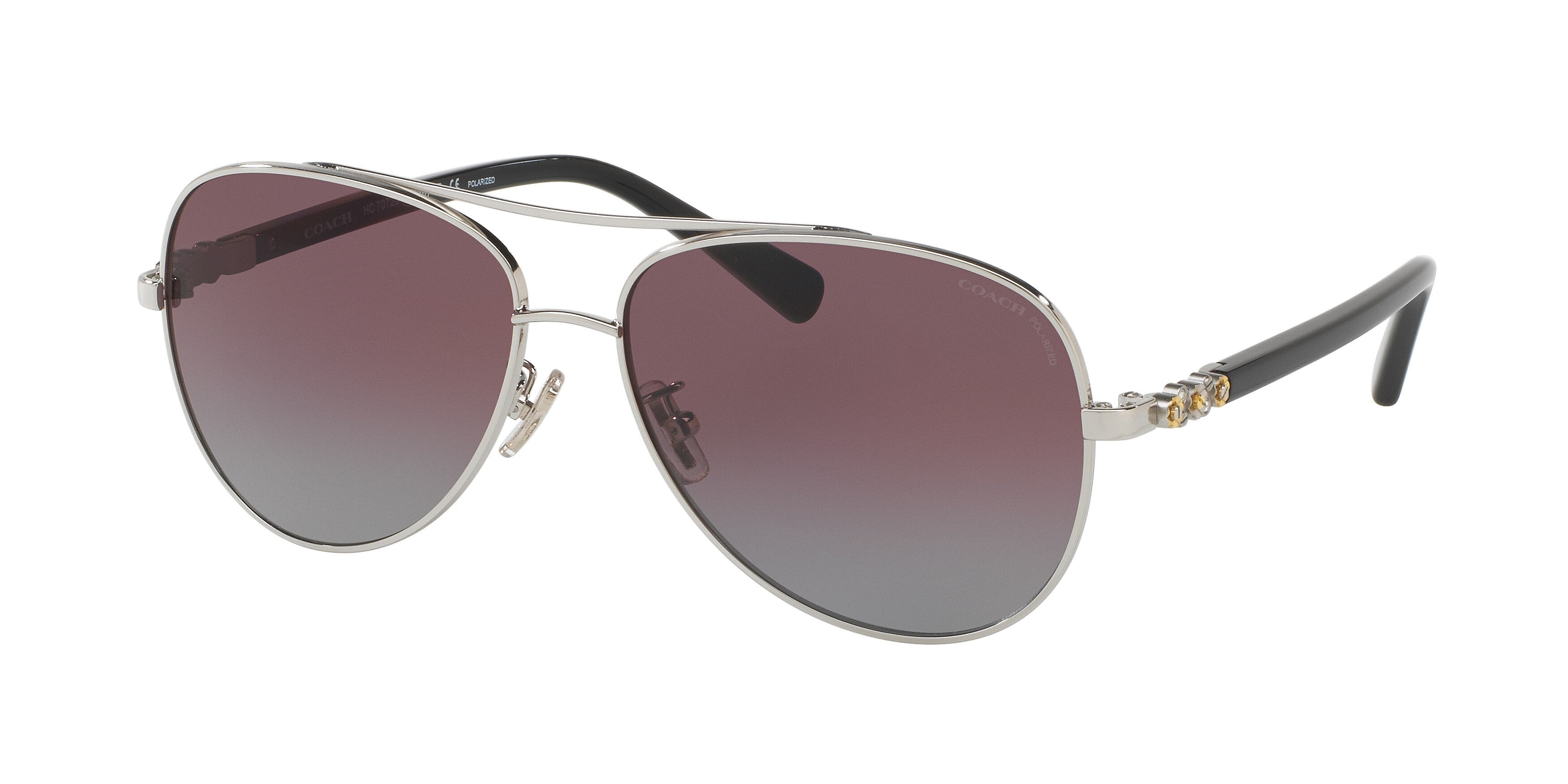 Coach L1636 HC7072B Pilot Sunglasses  901562-Silver/Black 59-140-14 - Color Map Silver