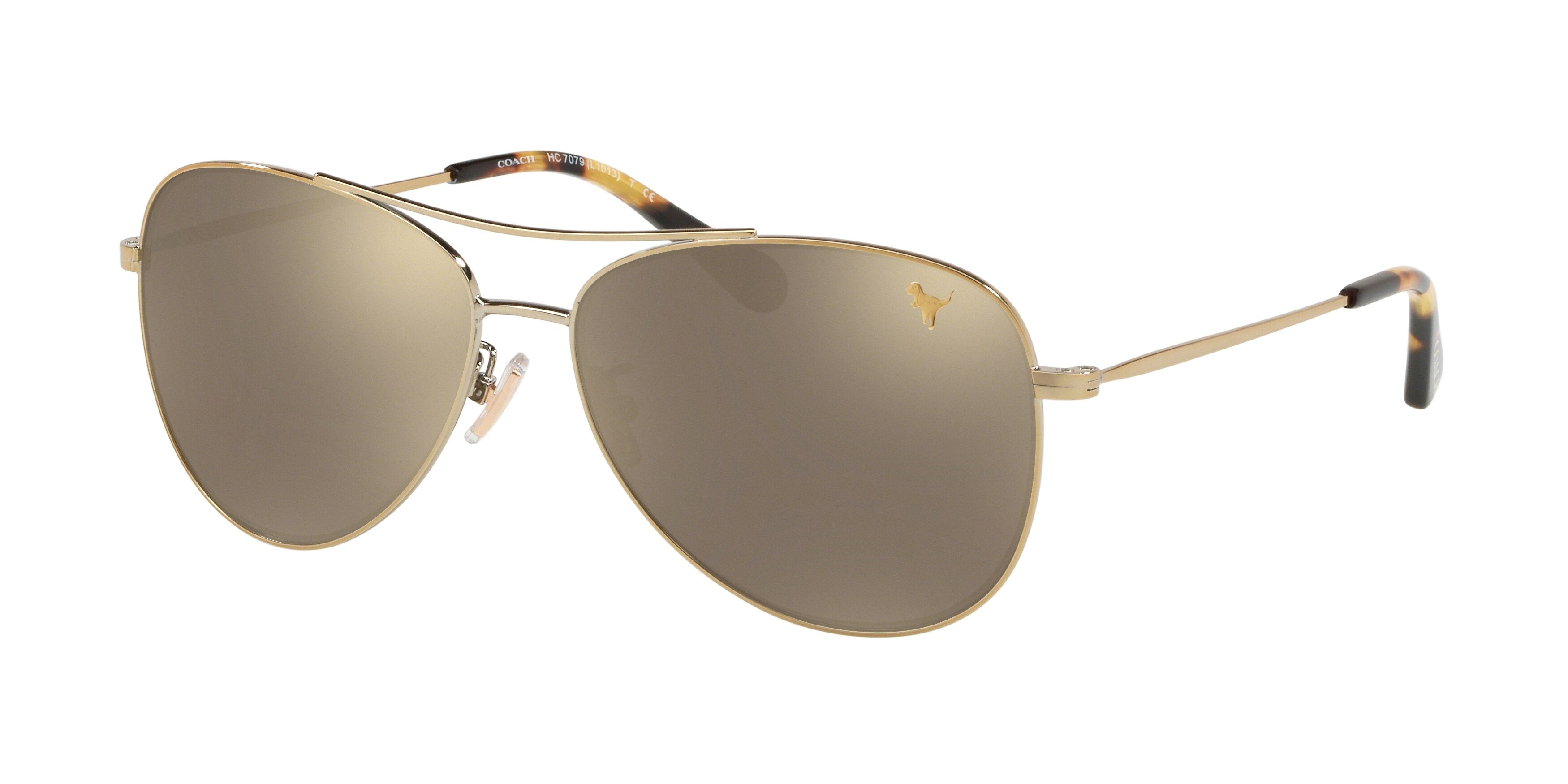 Coach L1013 HC7079 Pilot Sunglasses  90056G-Light Gold 58-140-14 - Color Map Gold