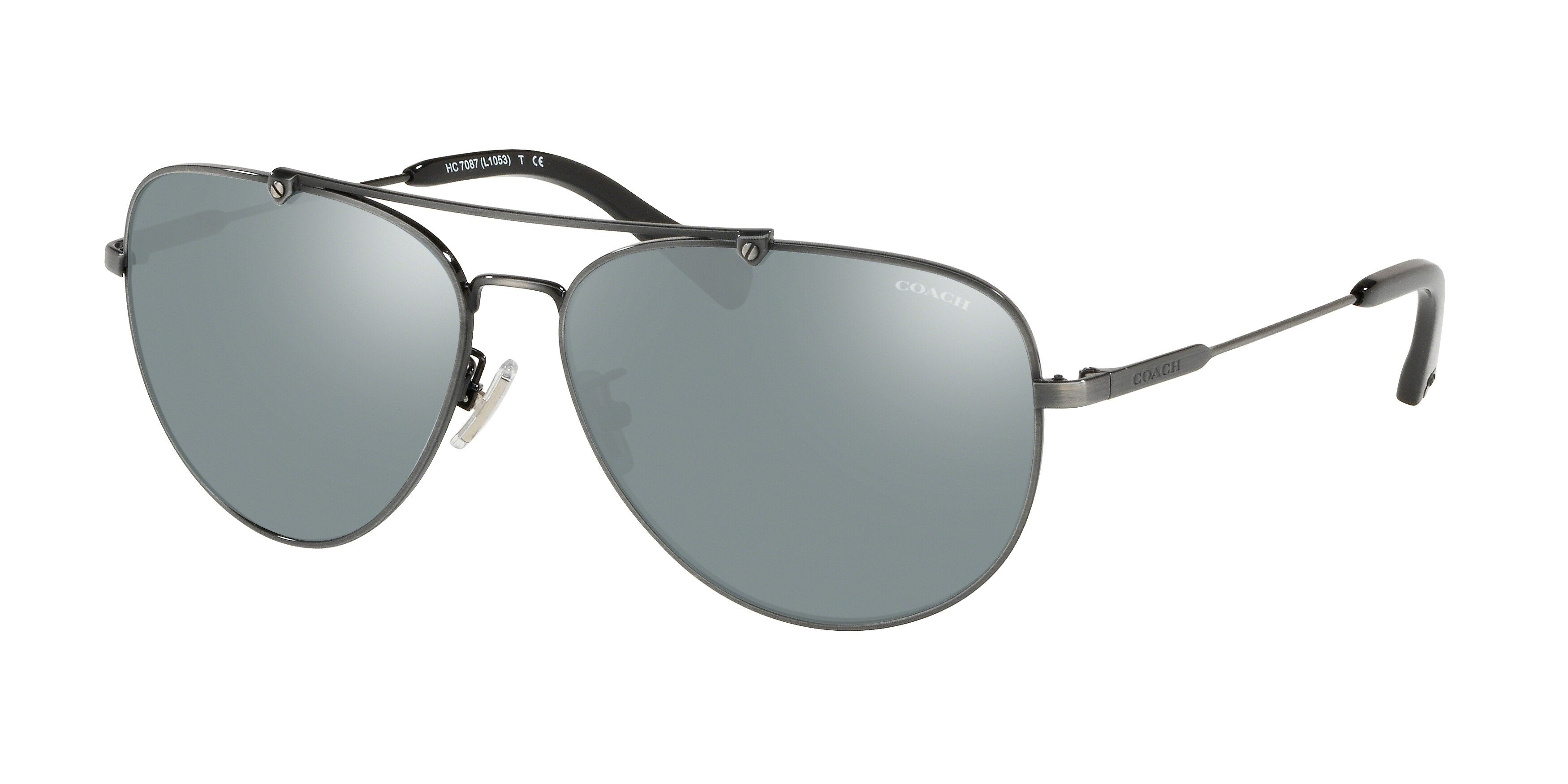 Coach L1053 HC7087 Pilot Sunglasses  92741U-Antique Silver 59-140-14 - Color Map Silver