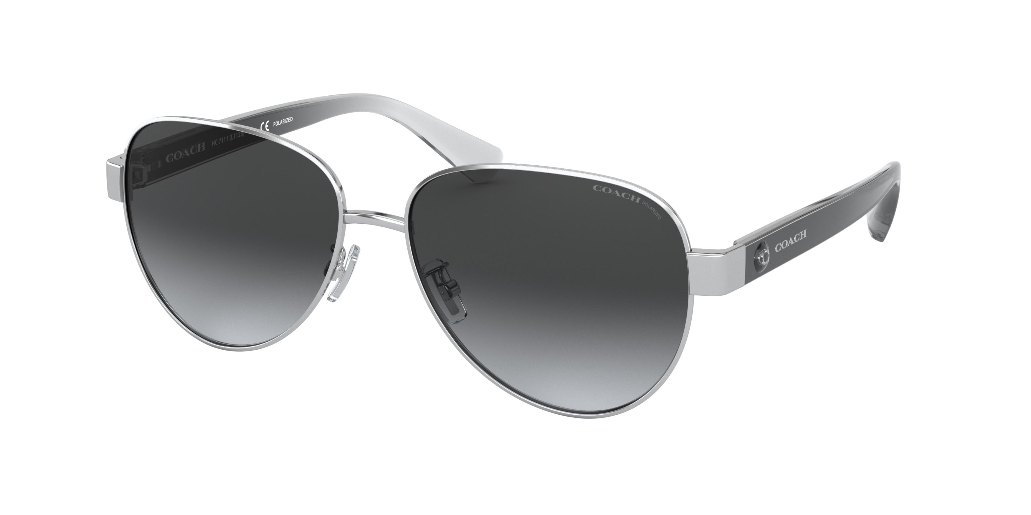 Coach L1128 HC7111 Pilot Sunglasses  9001T3-Silver 57-140-15 - Color Map Silver