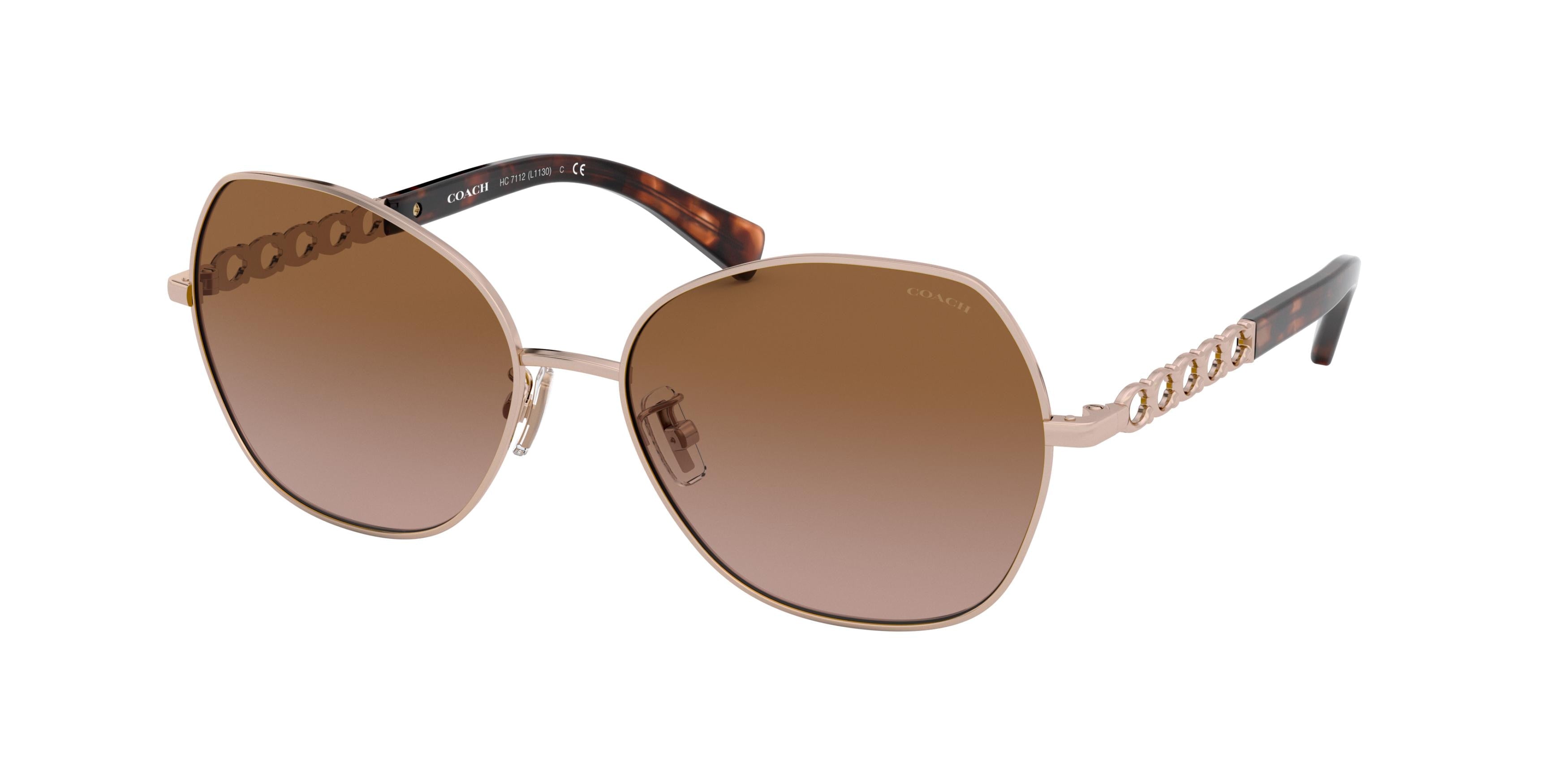 Coach L1130 HC7112 Irregular Sunglasses  933113-Rose Gold 56-140-16 - Color Map Gold