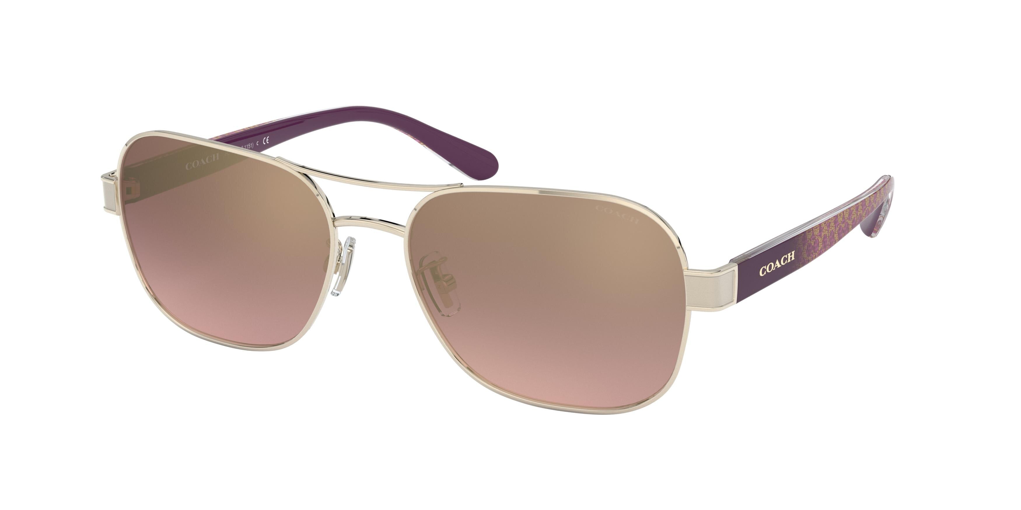 Coach L1151 HC7116 Pilot Sunglasses  90056F-Light Gold 57-140-17 - Color Map Gold
