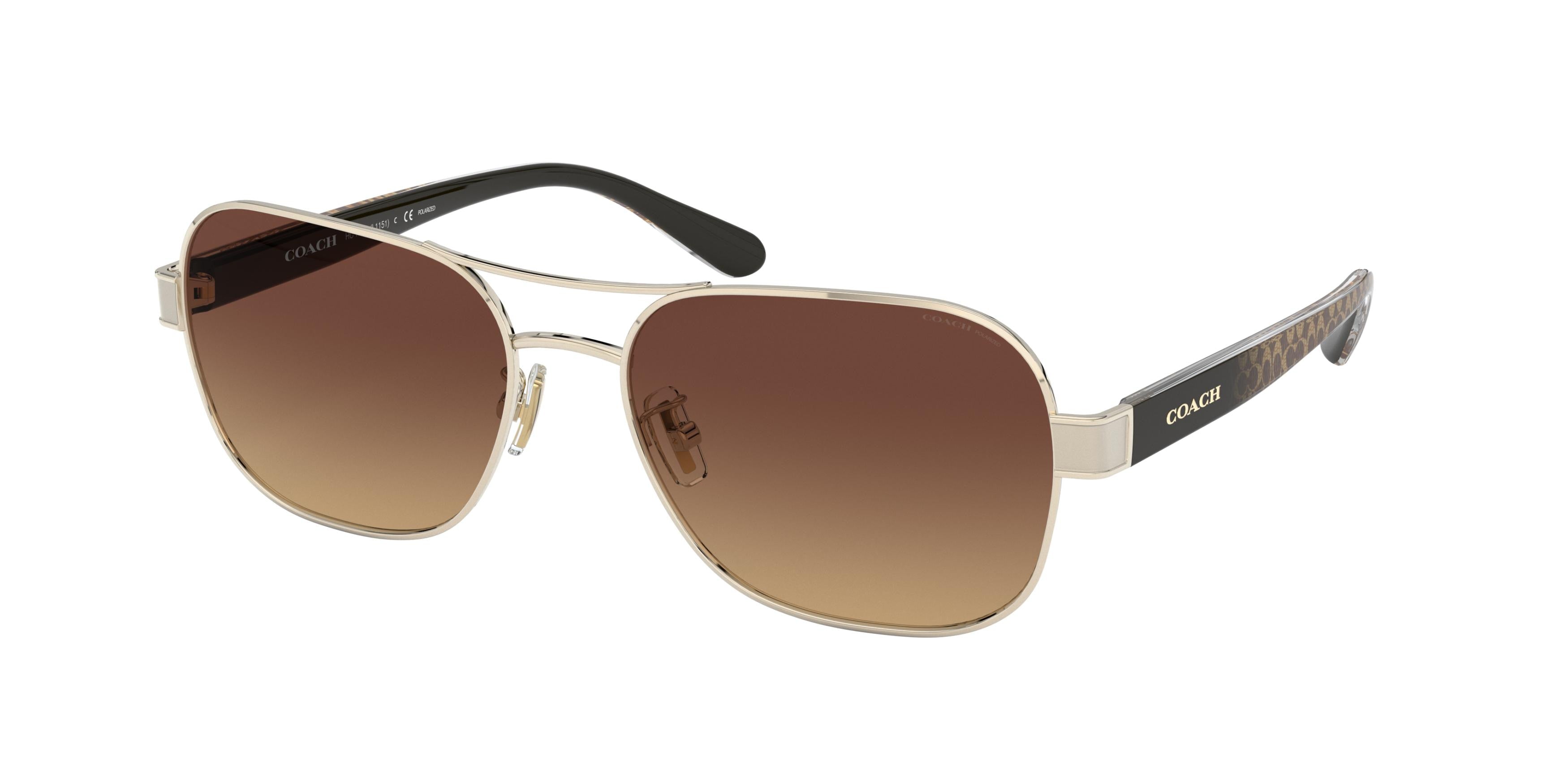 Coach L1151 HC7116 Pilot Sunglasses  9005T5-Light Gold 57-140-17 - Color Map Gold