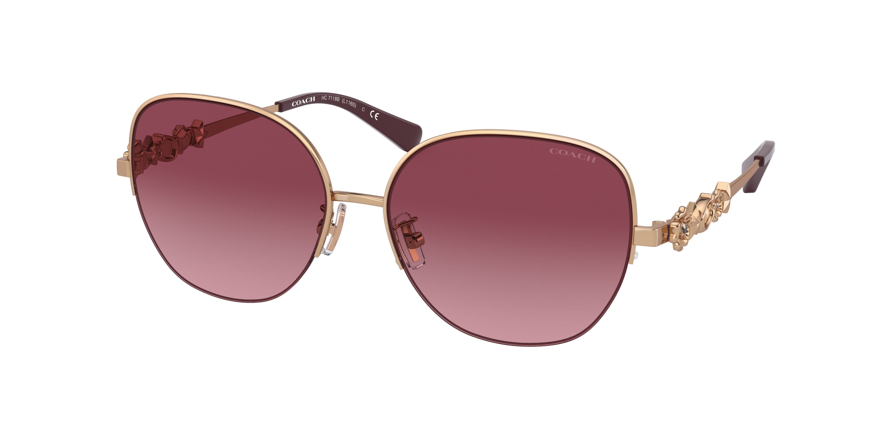 Coach L1165 HC7118B Pilot Sunglasses  93668H-Rose Gold 57-140-15 - Color Map Gold
