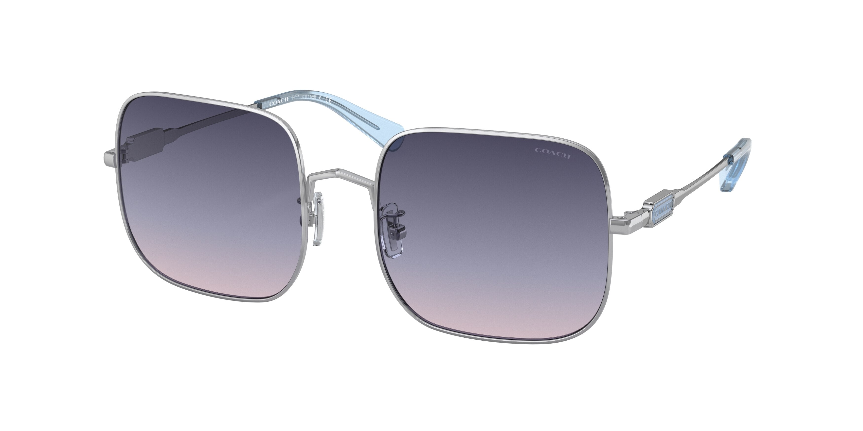 Coach L1169 HC7120 Square Sunglasses  93538H-Silver 55-140-19 - Color Map Silver