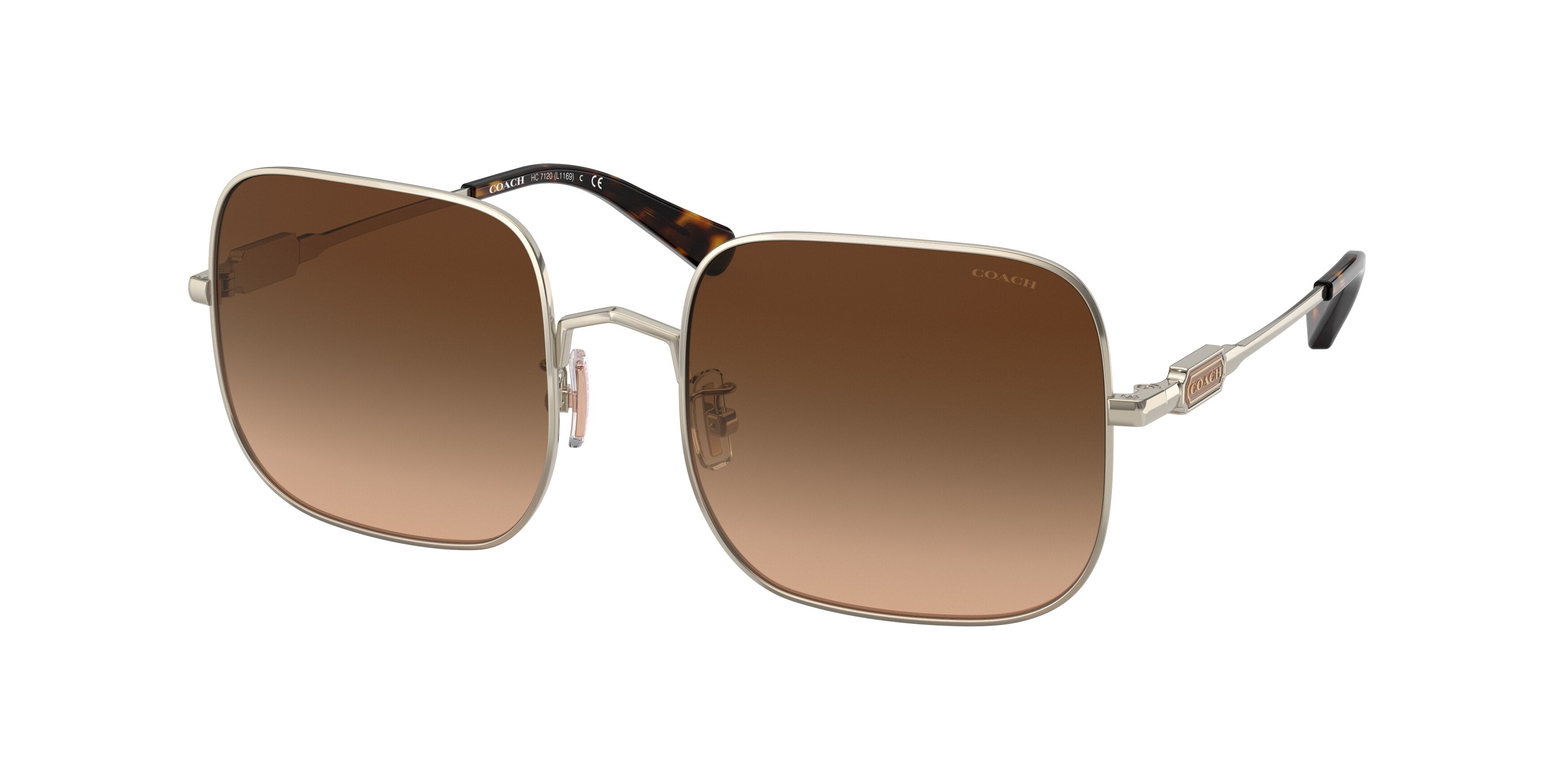 Coach L1169 HC7120 Square Sunglasses  935674-Light Gold 55-140-19 - Color Map Gold