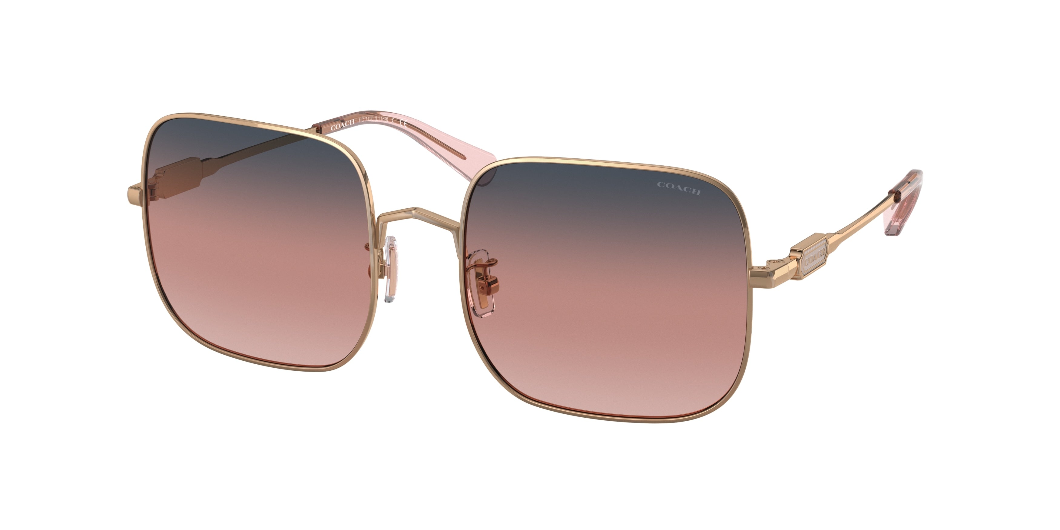Coach L1169 HC7120 Square Sunglasses  93678D-Rose Gold 55-140-19 - Color Map Gold