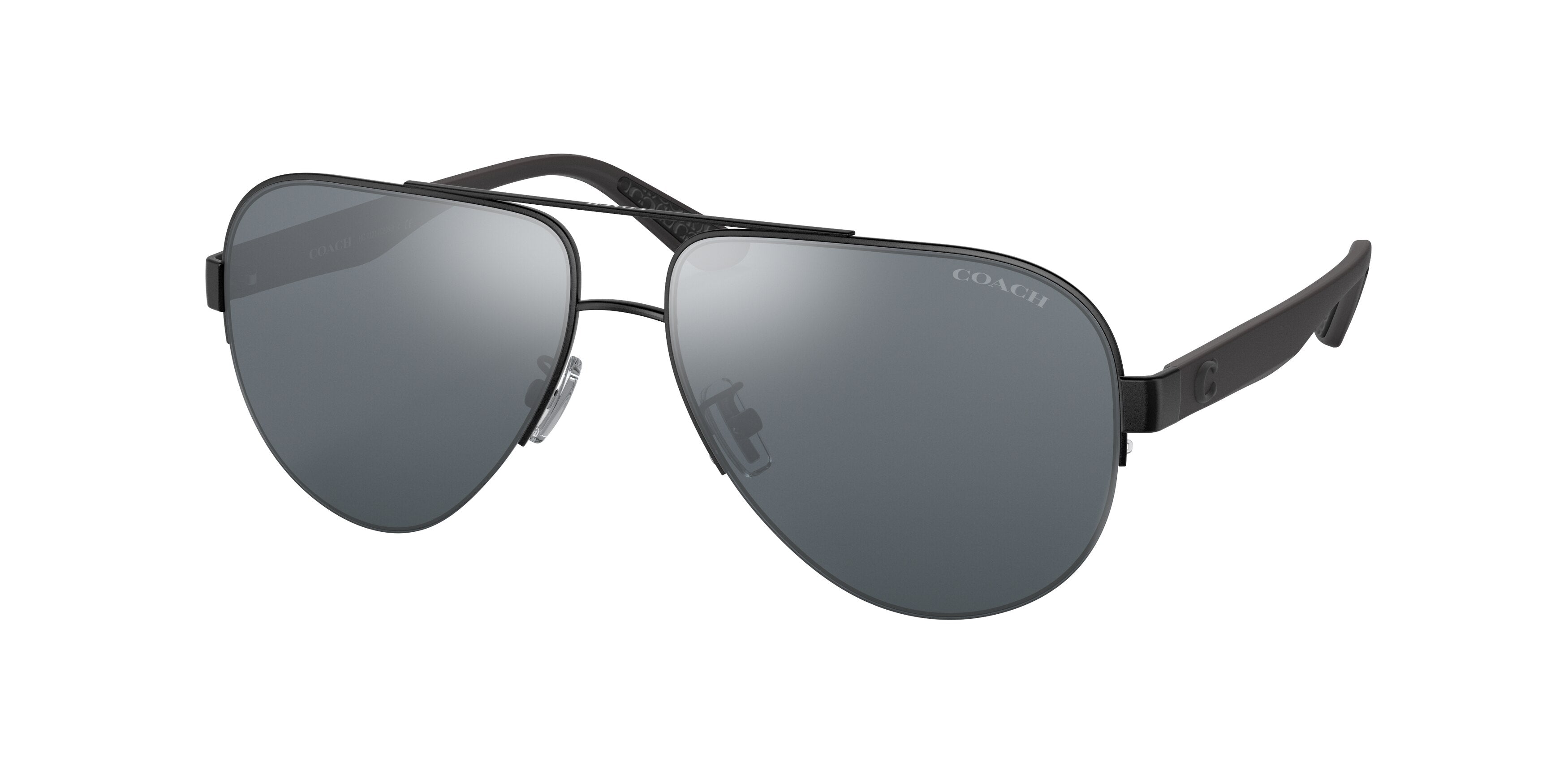Coach C2098 HC7121 Pilot Sunglasses  93806G-Matte Black 58-140-14 - Color Map Black