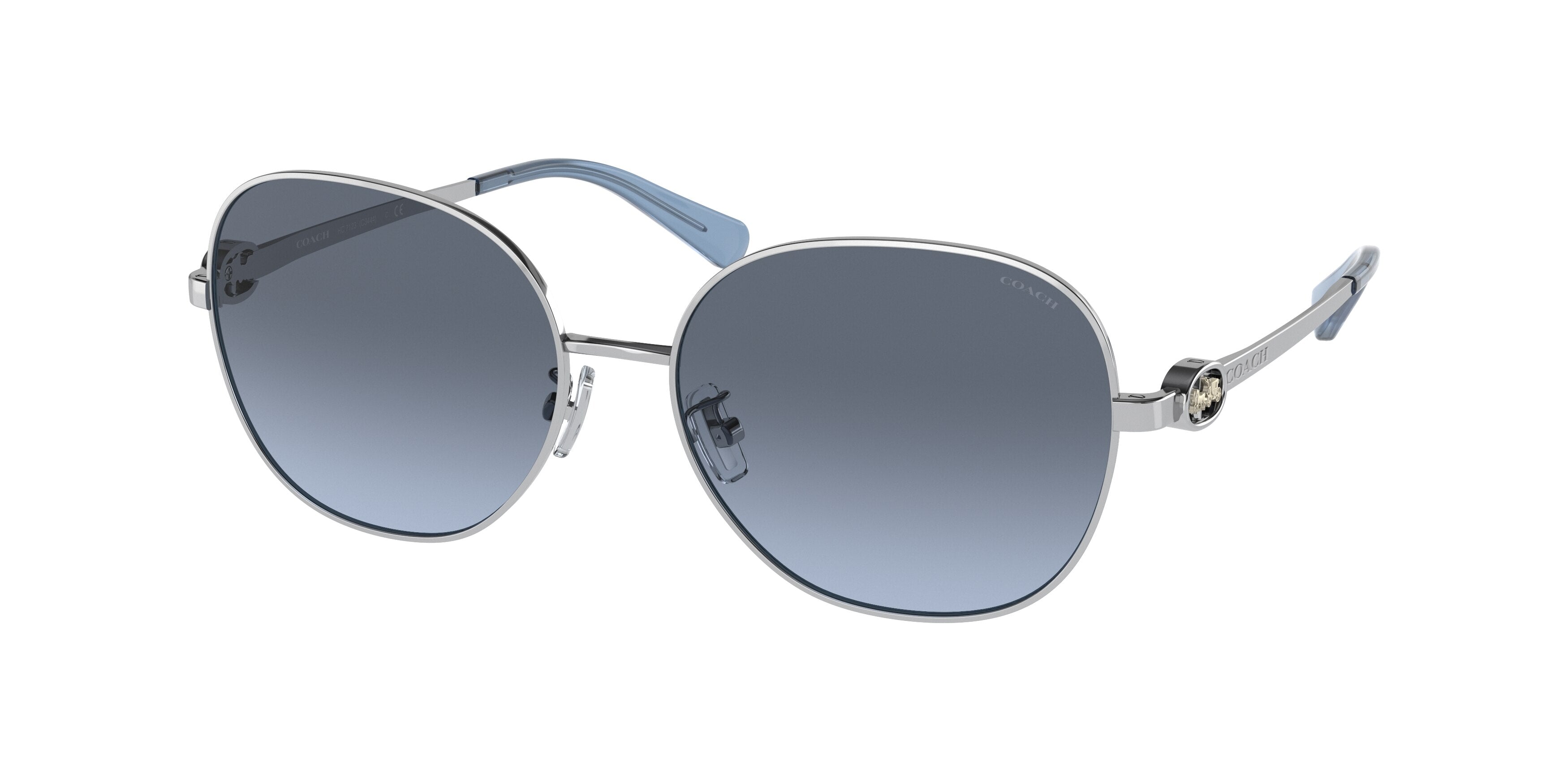 Coach C3444 HC7123 Round Sunglasses  90018F-Silver 57-140-16 - Color Map Silver