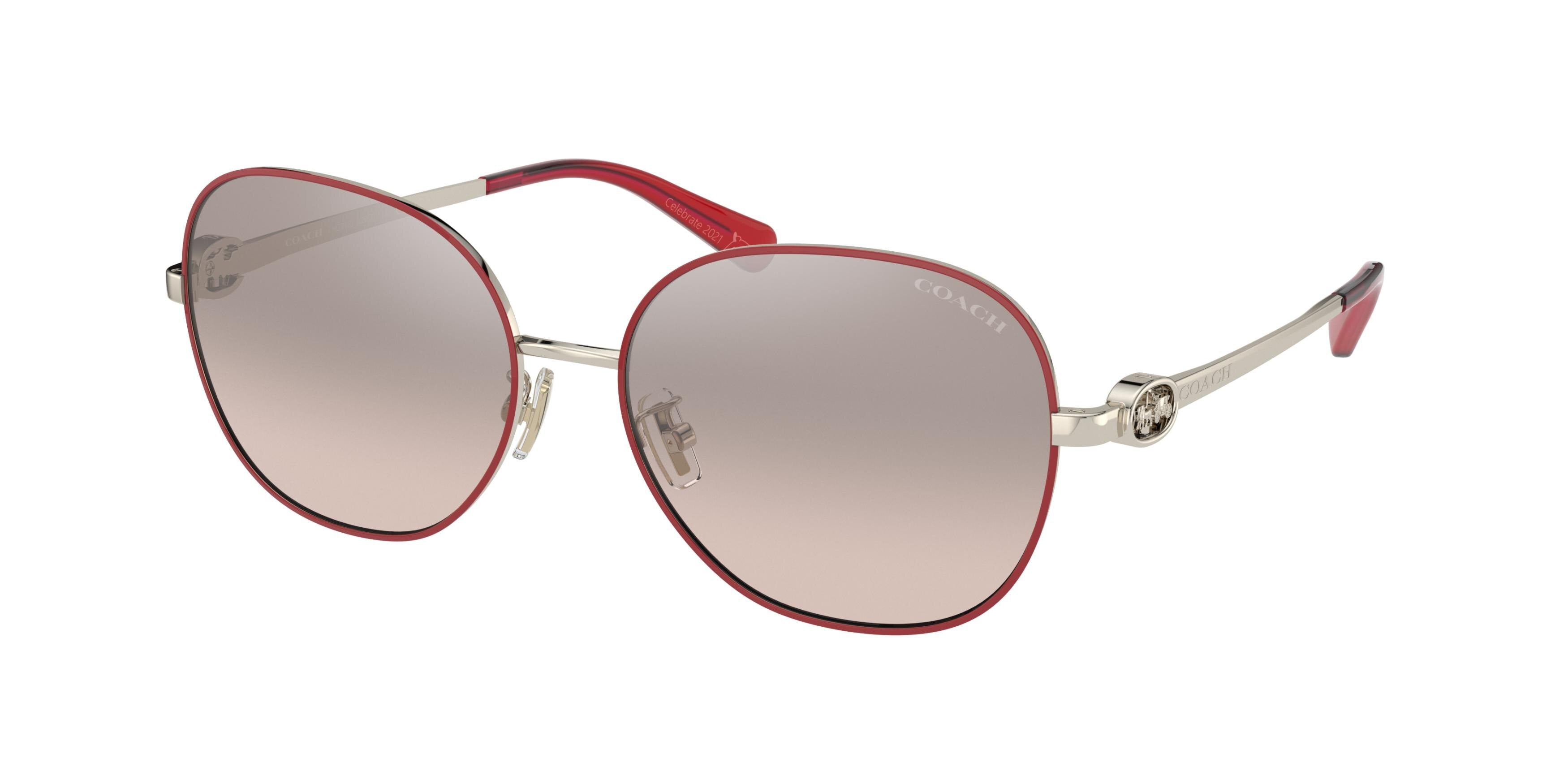 Coach C3444 HC7123 Round Sunglasses  93838Z-Shiny Gold & Red Front Rim 57-140-16 - Color Map Gold