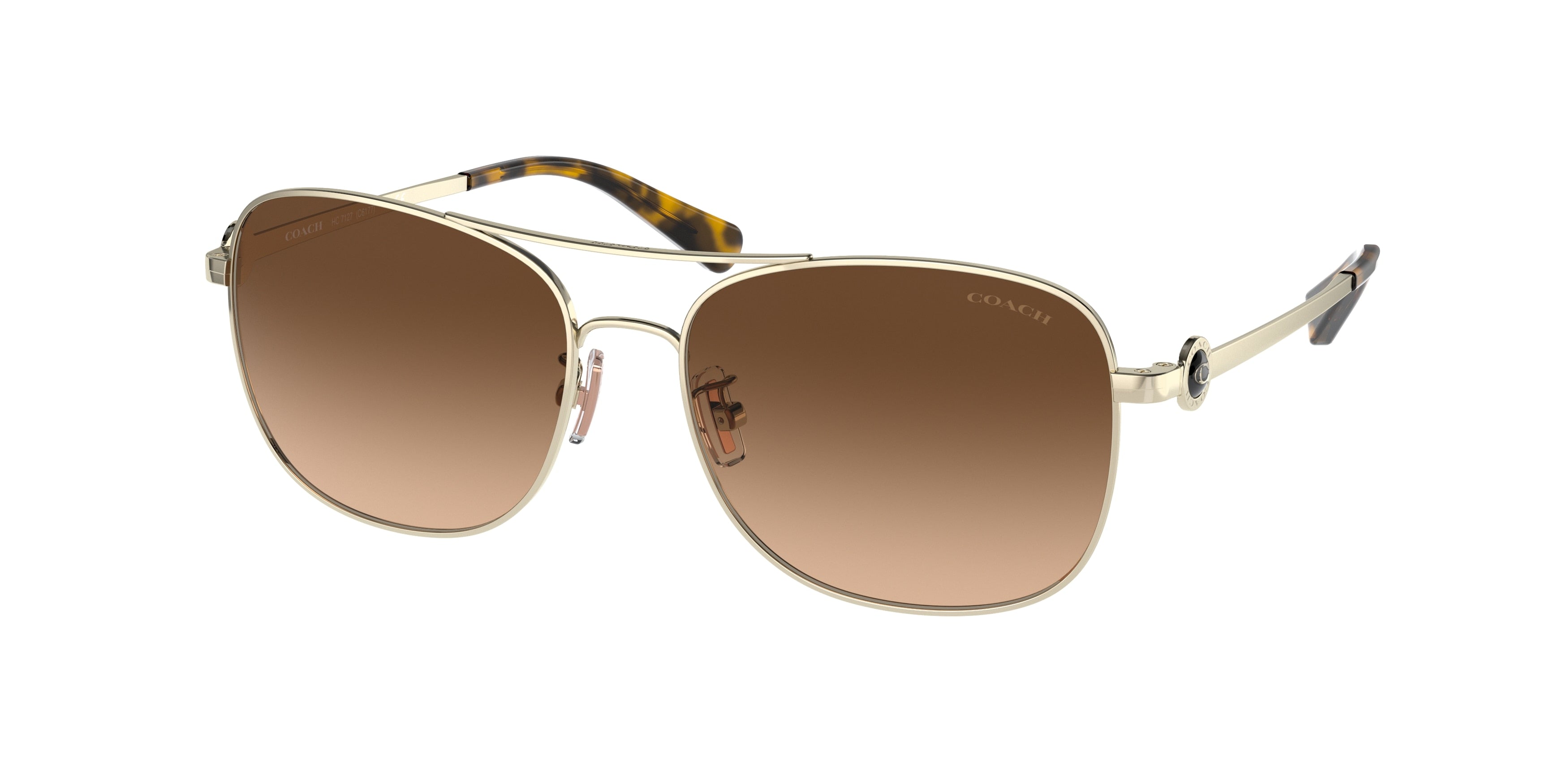 Coach C6177 HC7127 Rectangle Sunglasses  900574-Shiny Light Gold 56-140-16 - Color Map Gold