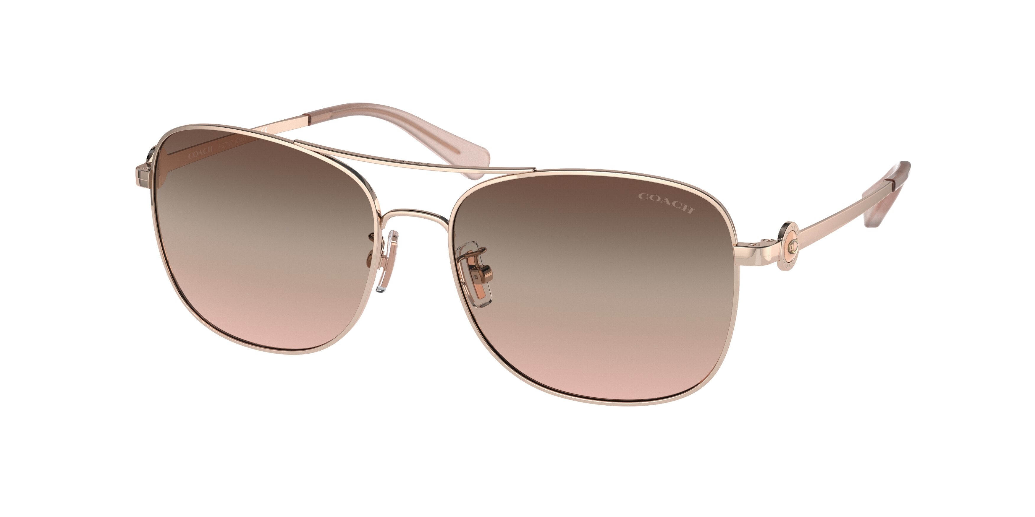 Coach C6177 HC7127 Rectangle Sunglasses  9331U8-Shiny Rose Gold 56-140-16 - Color Map Gold