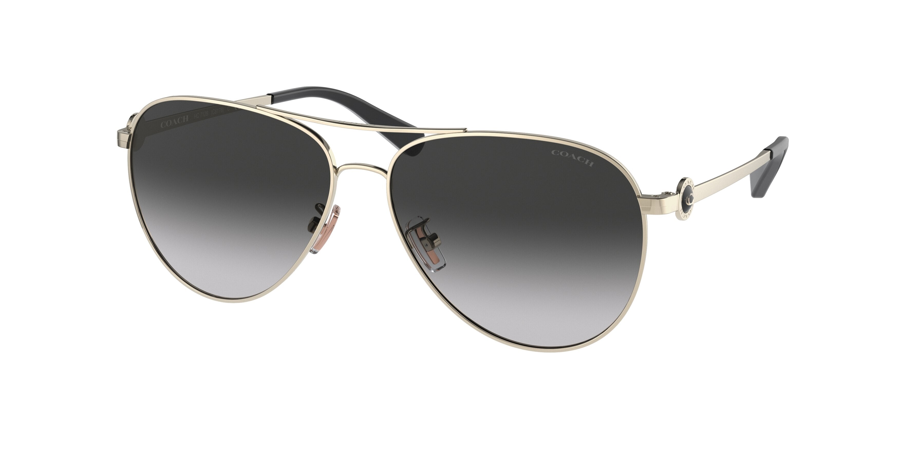 Coach C6178 HC7128 Pilot Sunglasses  90053C-Shiny Light Gold 58-140-14 - Color Map Gold