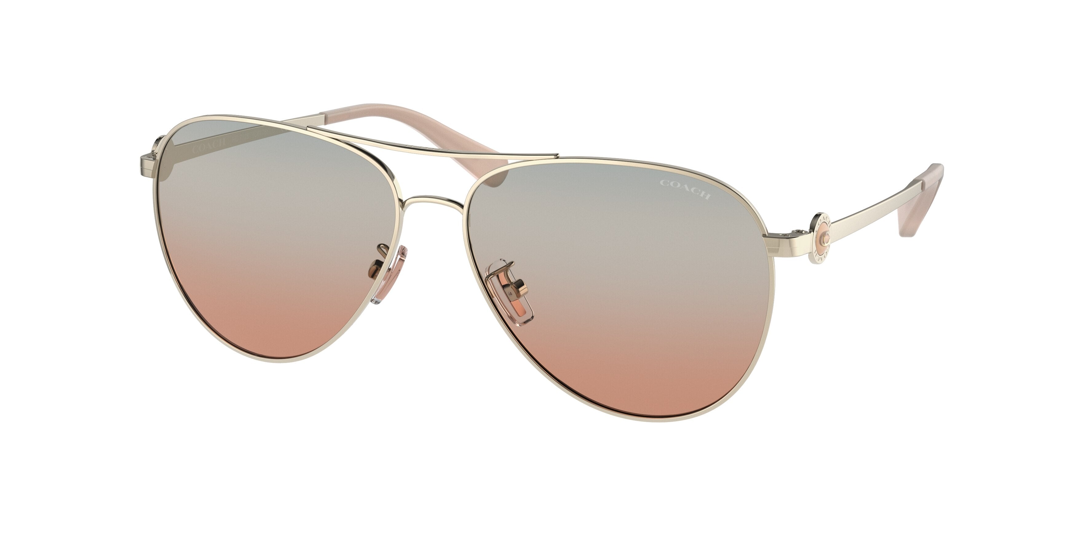 Coach C6178 HC7128 Pilot Sunglasses  900556-Shiny Light Gold 58-140-14 - Color Map Gold