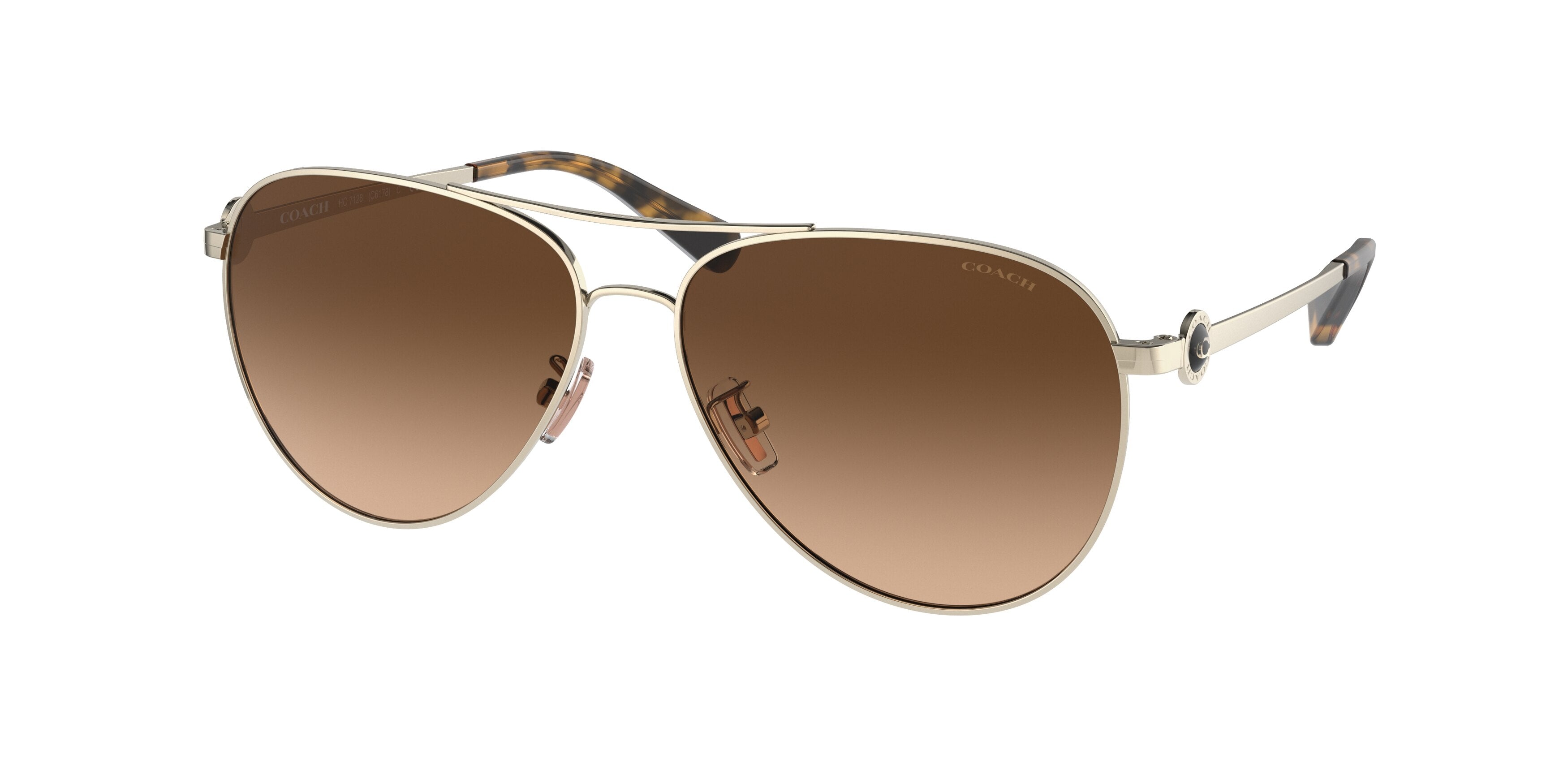 Coach C6178 HC7128 Pilot Sunglasses  900574-Shiny Light Gold 58-140-14 - Color Map Gold